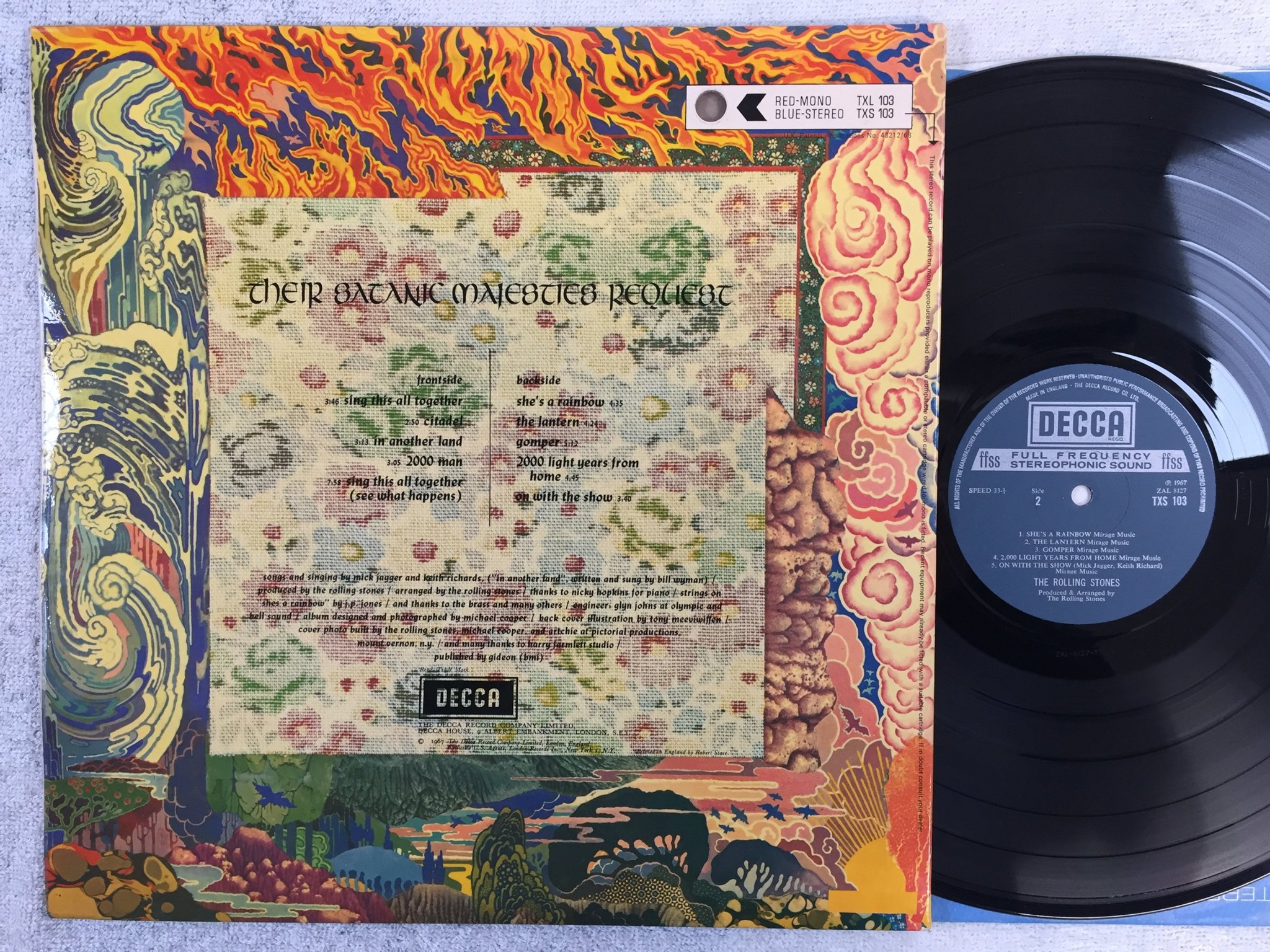 Omslagsbild för skivan THE ROLLING STONES their satanic majesties request LP UK DECCA TXS 103