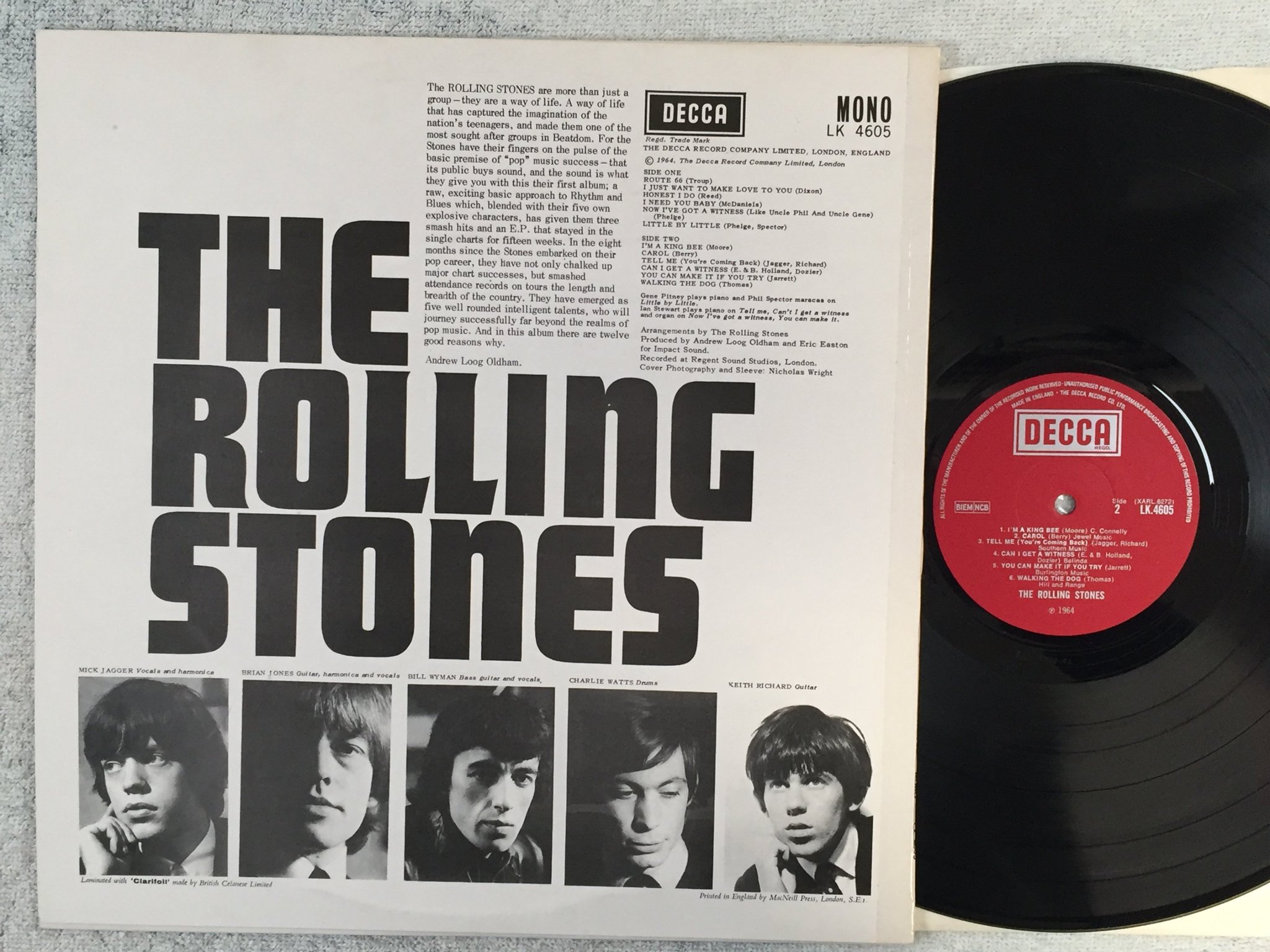 Omslagsbild för skivan THE ROLLING STONES s/t LP UK MONO DECCA LK 4605