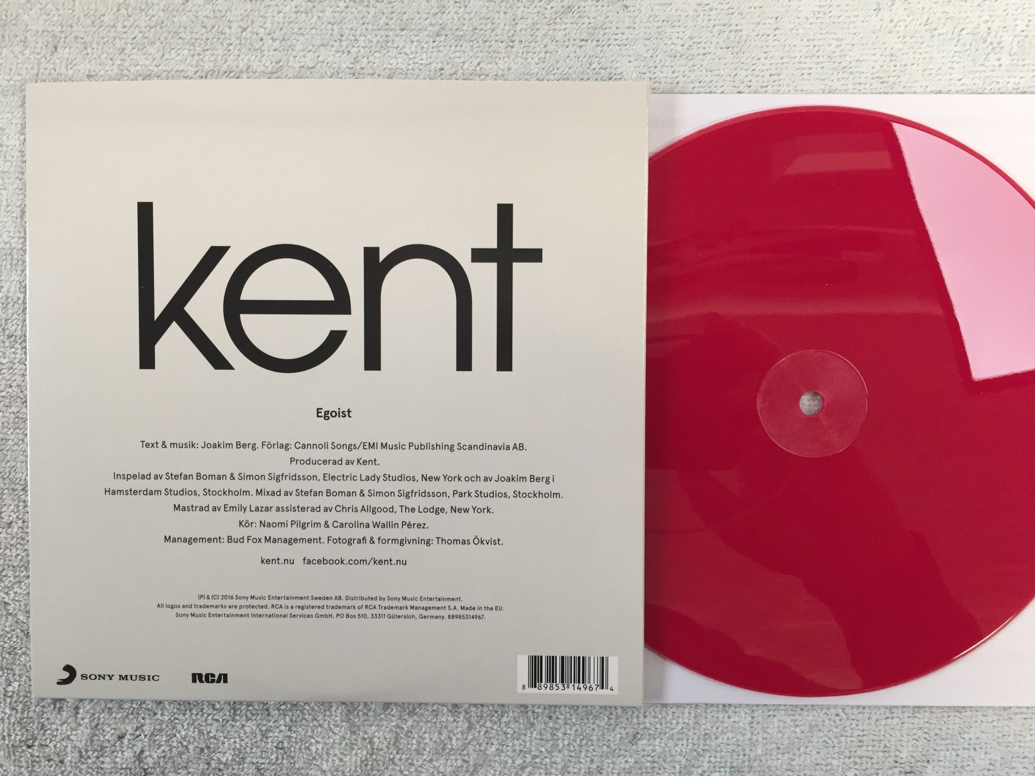 Omslagsbild för skivan KENT egoist 7" 2016 SONY MUSIC 88985314967 red vinyl ! ! 