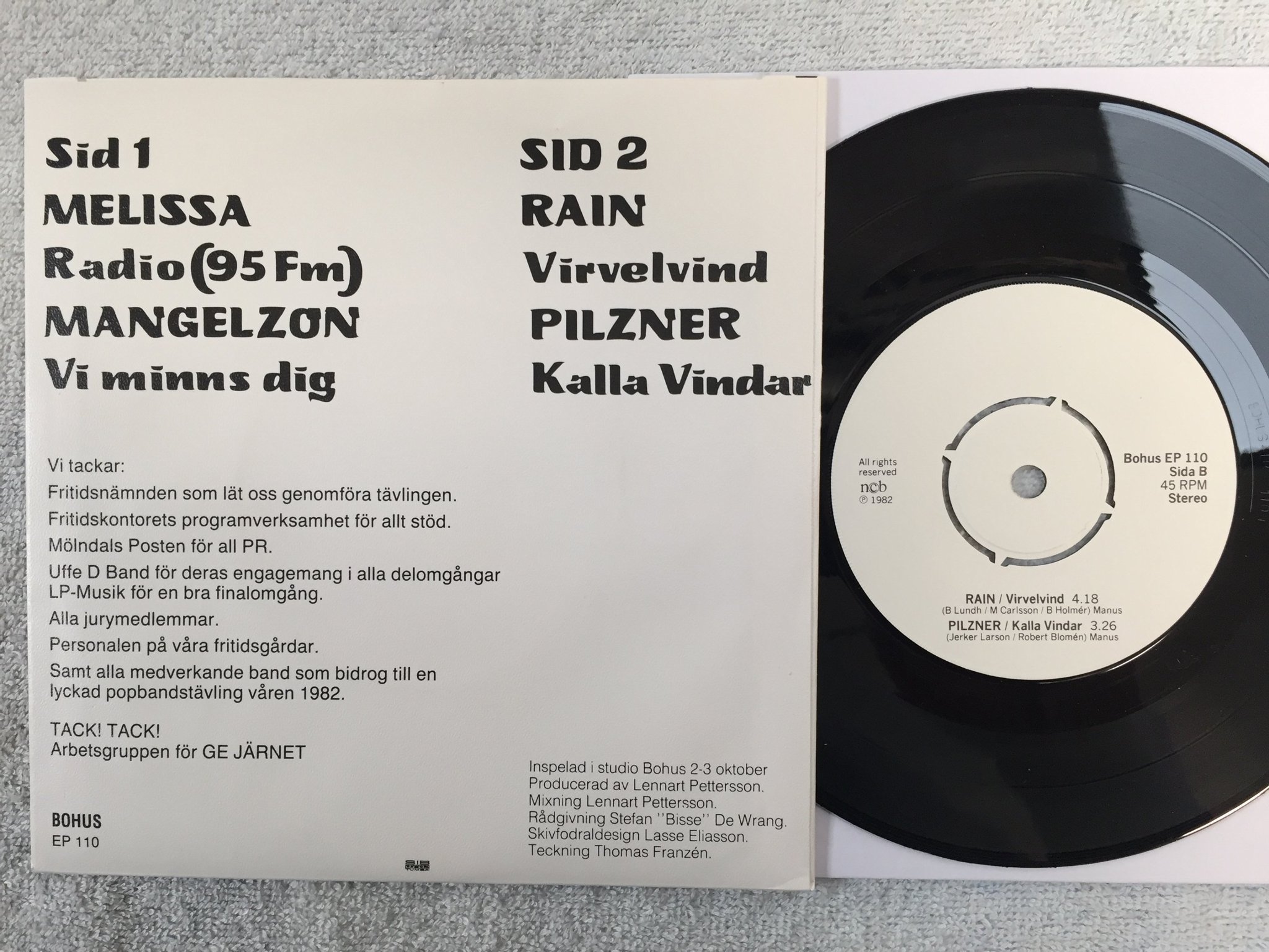 Omslagsbild för skivan V/A Vinnare I Popbandstävlingen Ge Järnet 1982 7"ep Swe BOHUS EP 110 rare!