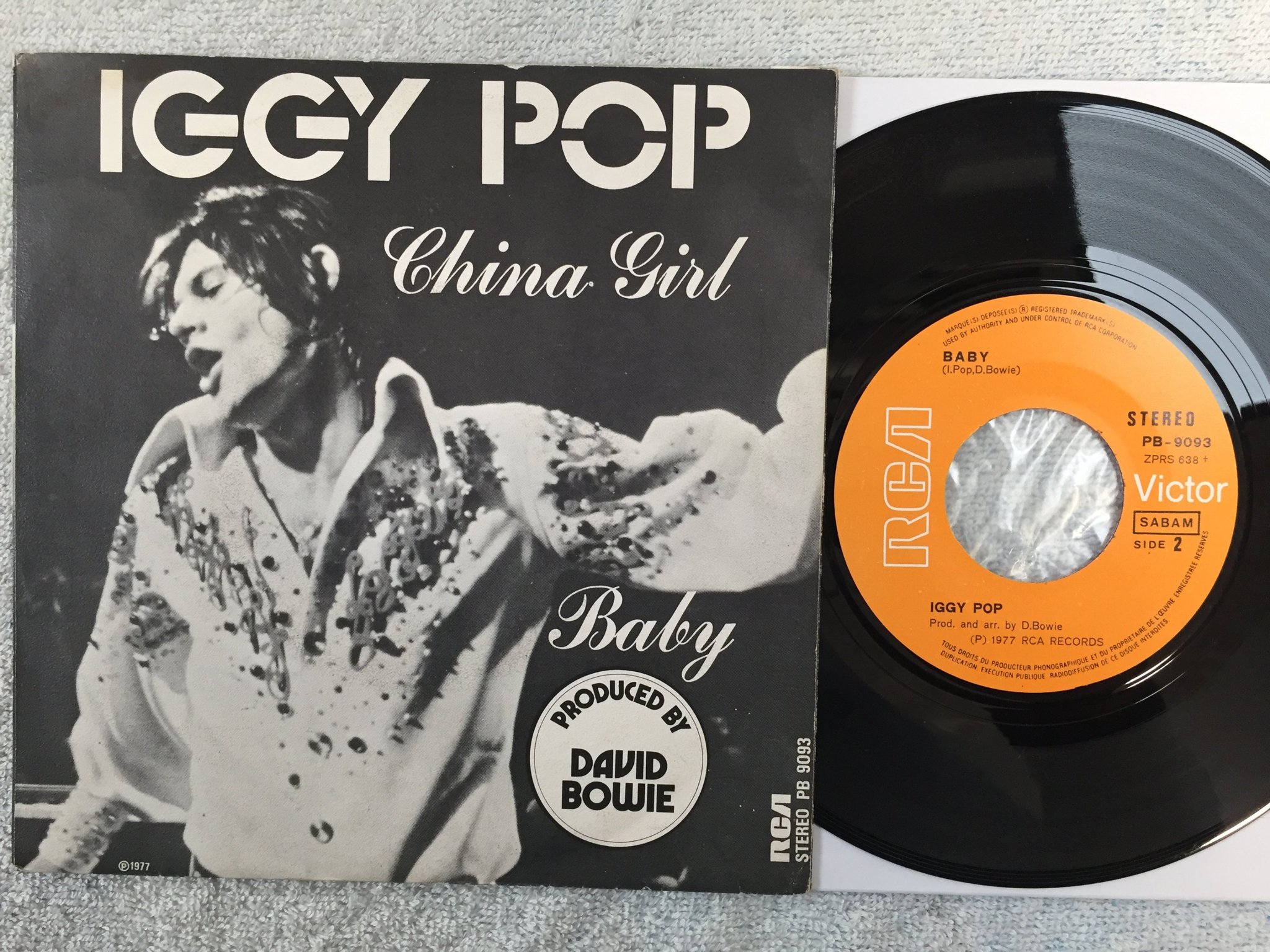 Omslagsbild för skivan IGGY POP china girl 7"single -77 Belgium RCA PB 9093 rare!!!!