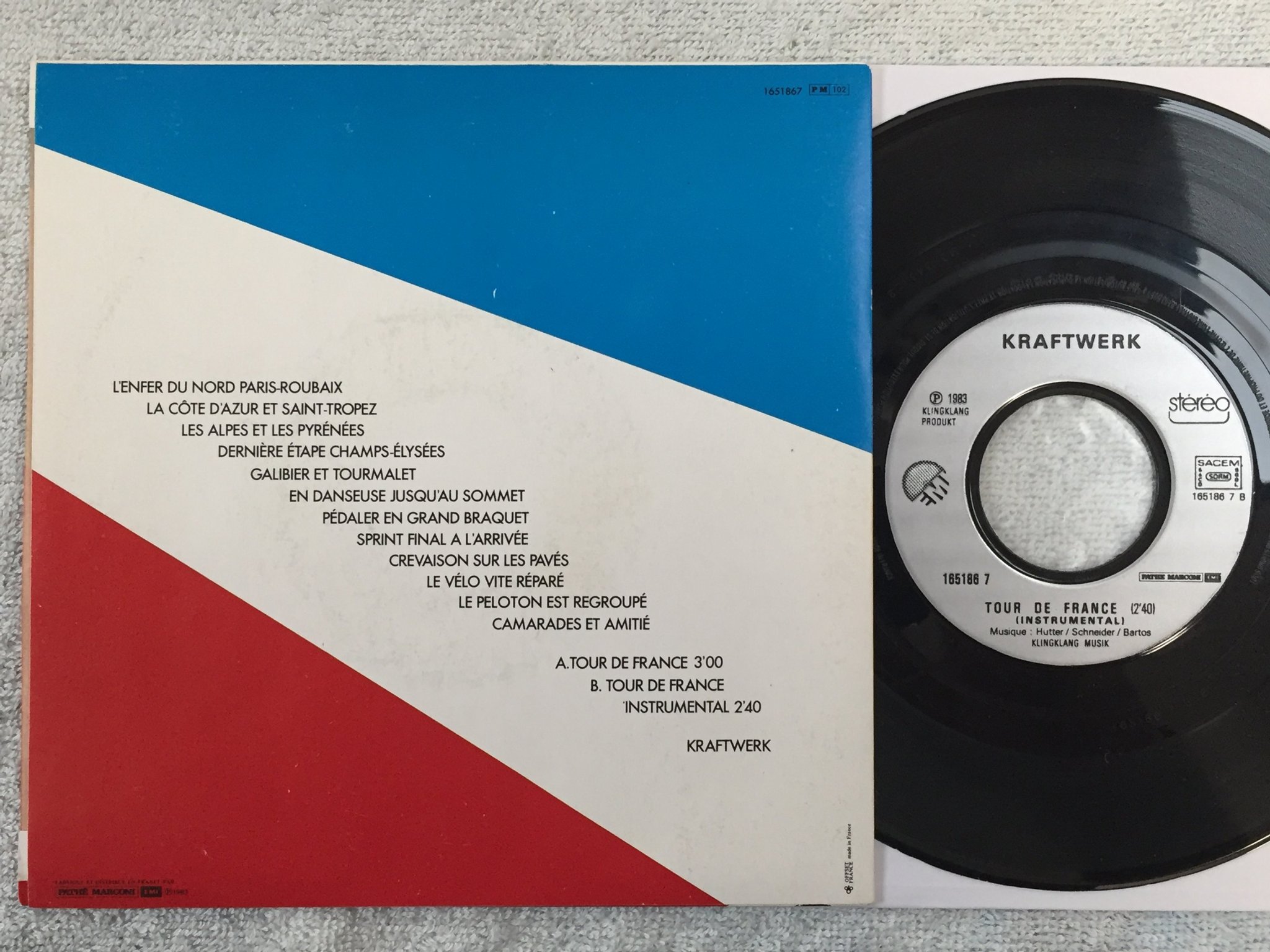 Omslagsbild för skivan KRAFTWERK tour de France 7"single -83 Fra EMI 1651867
