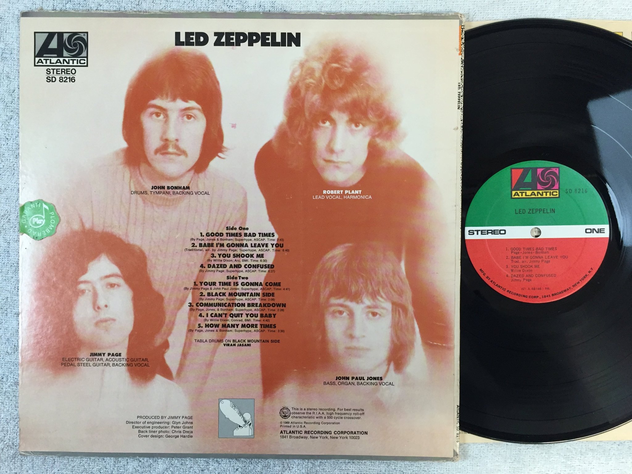 Omslagsbild för skivan LED ZEPPELIN s/t LP -69 US ATLANTIC SD 8216 