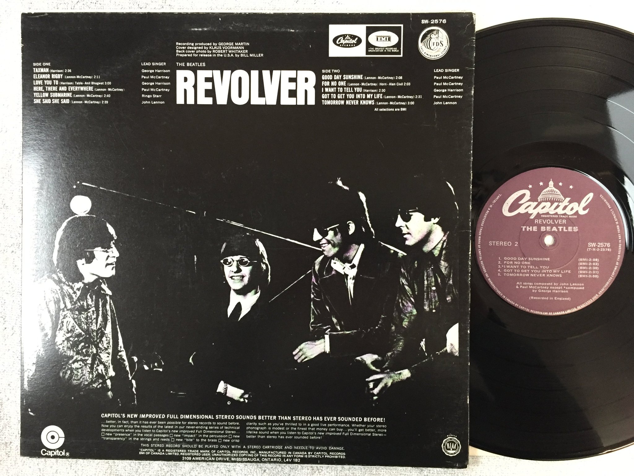 Omslagsbild för skivan THE BEATLES revolver LP Can CAPITOL SW 2576