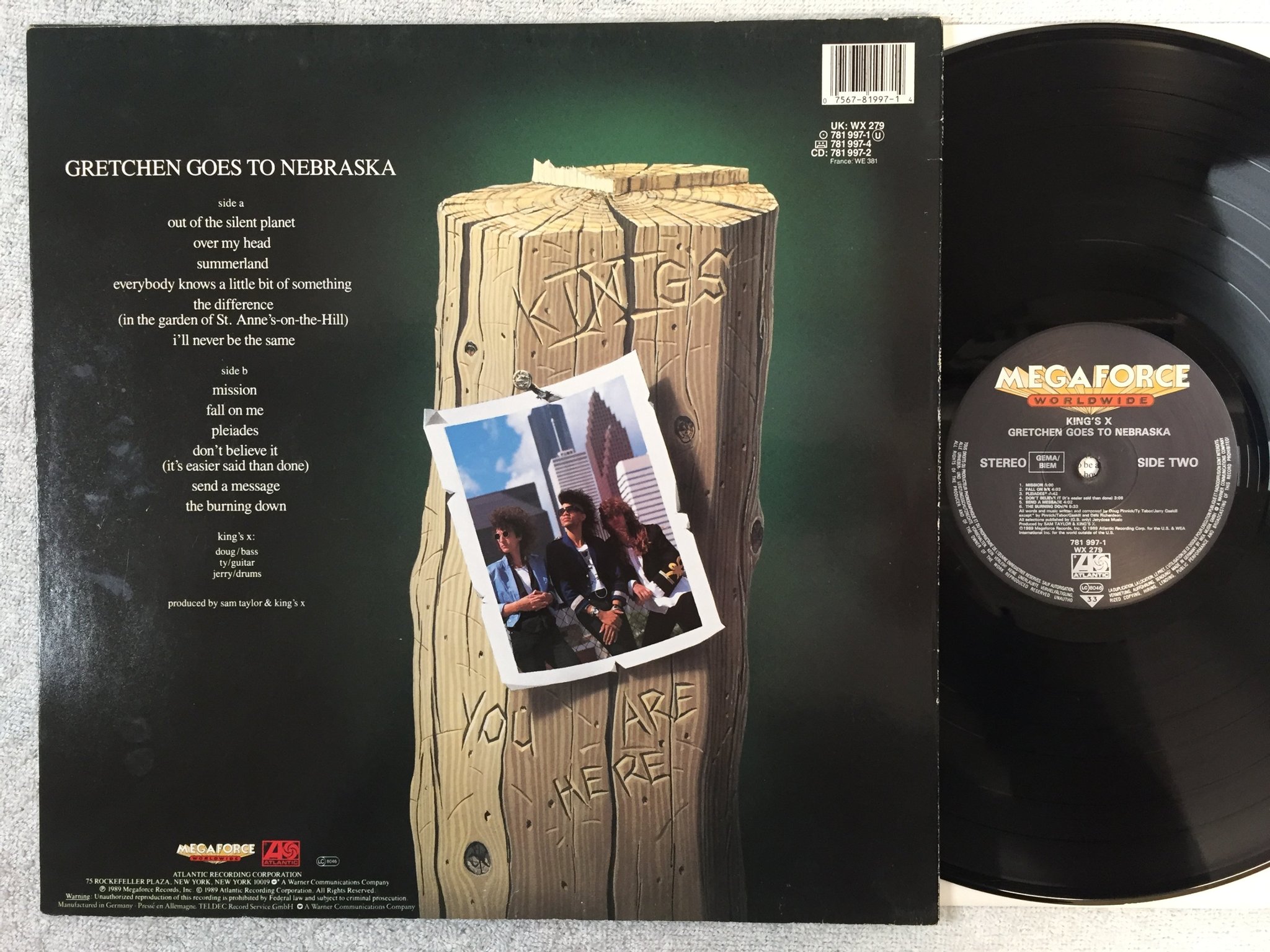 Omslagsbild för skivan KING'S X Gretchen Goes To Nebraska LP -89 EU MEGAFORCE 781 997-1