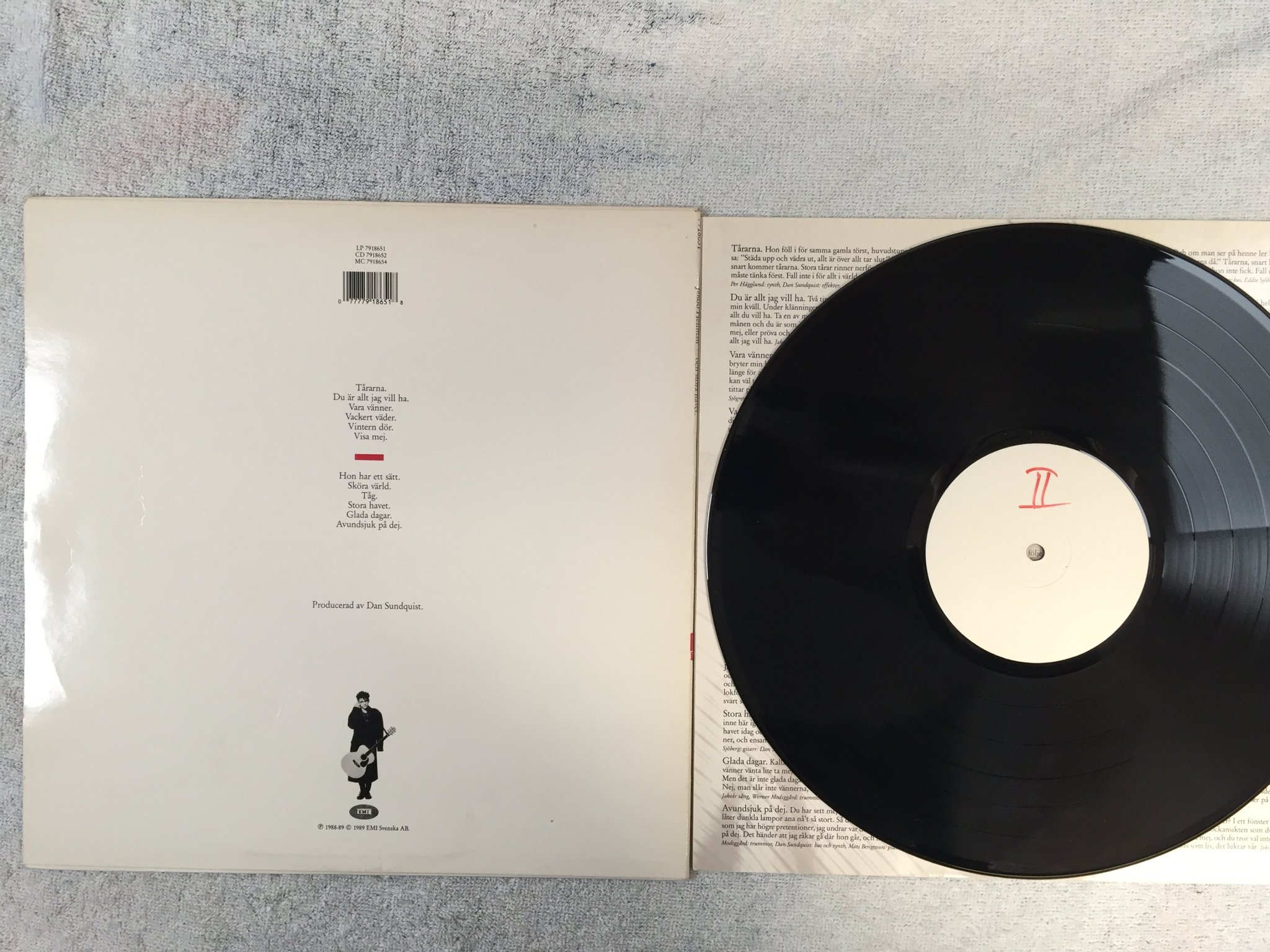 Omslagsbild för skivan JAKOB HELLMAN ...OCH STORA HAVET LP -89 MEGA RARE W/LABEL PROMO kolla!!!!