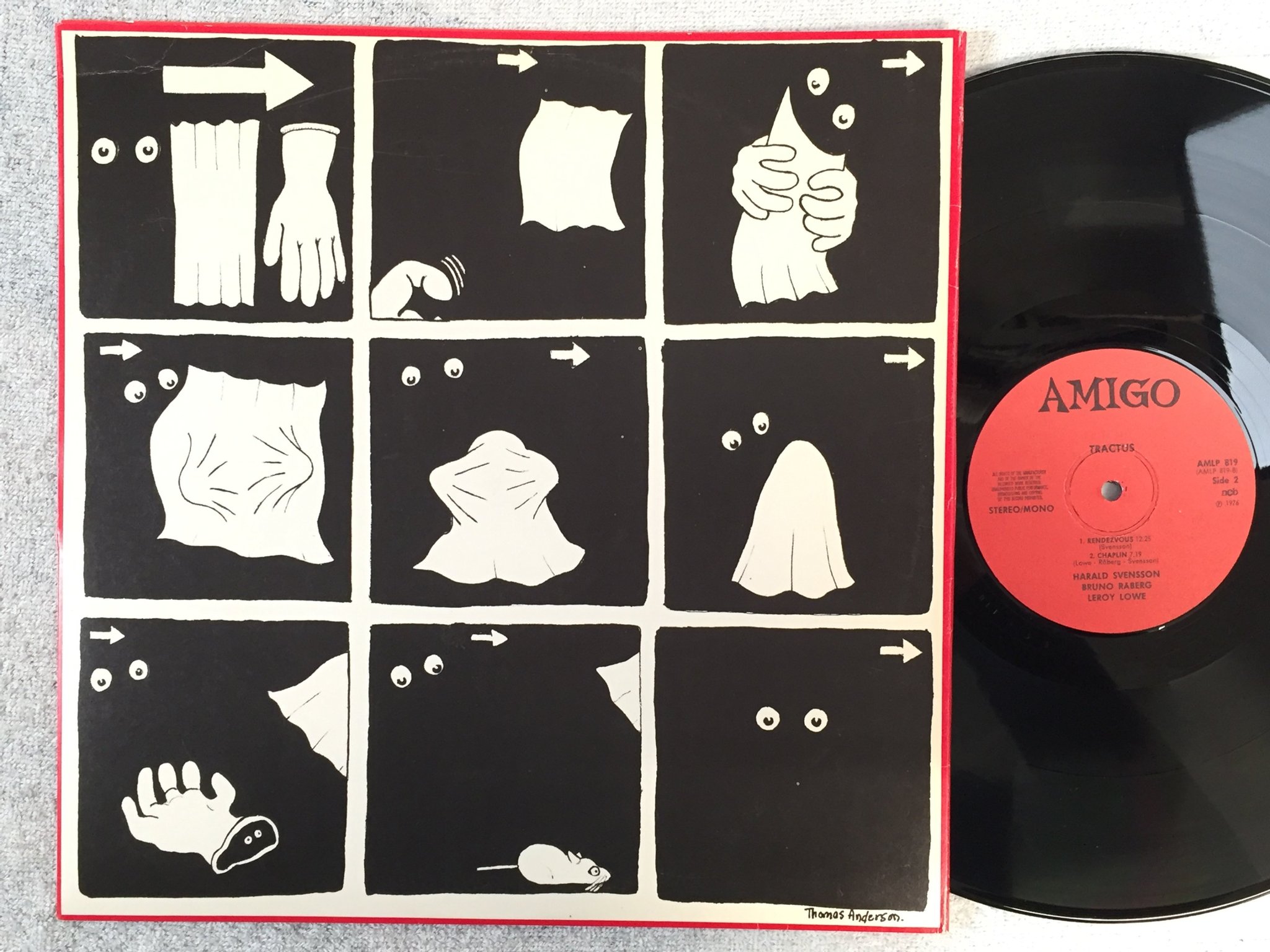 Omslagsbild för skivan Bruno Råberg, Harald Svensson, Leroy Lowe – Tractus LP -76 AMIGO AMLP 819 jazz 