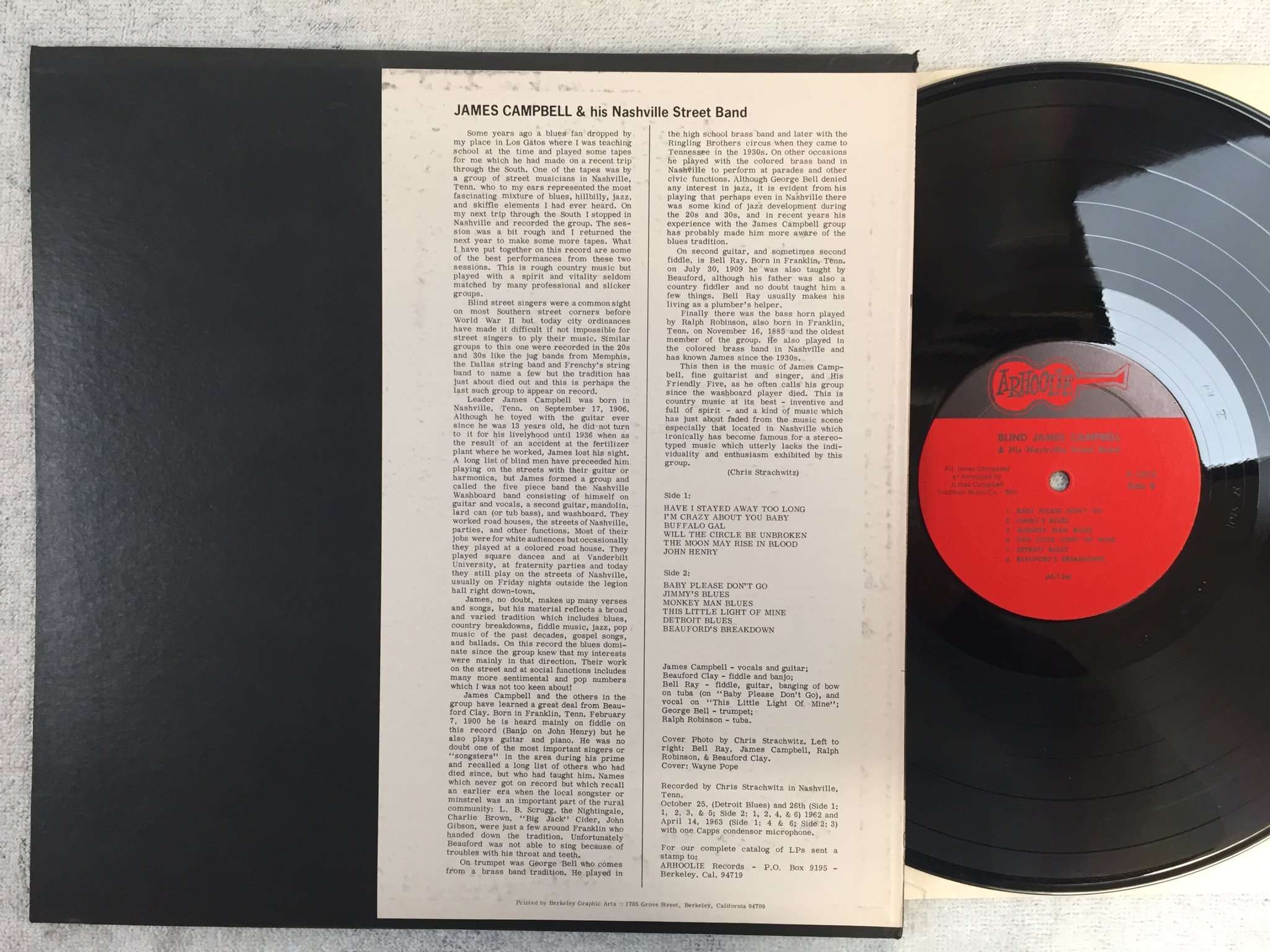 Omslagsbild för skivan BLIND JAMES CAMPBELL s/t LP US ARHOOLIE F 1015 delta blues