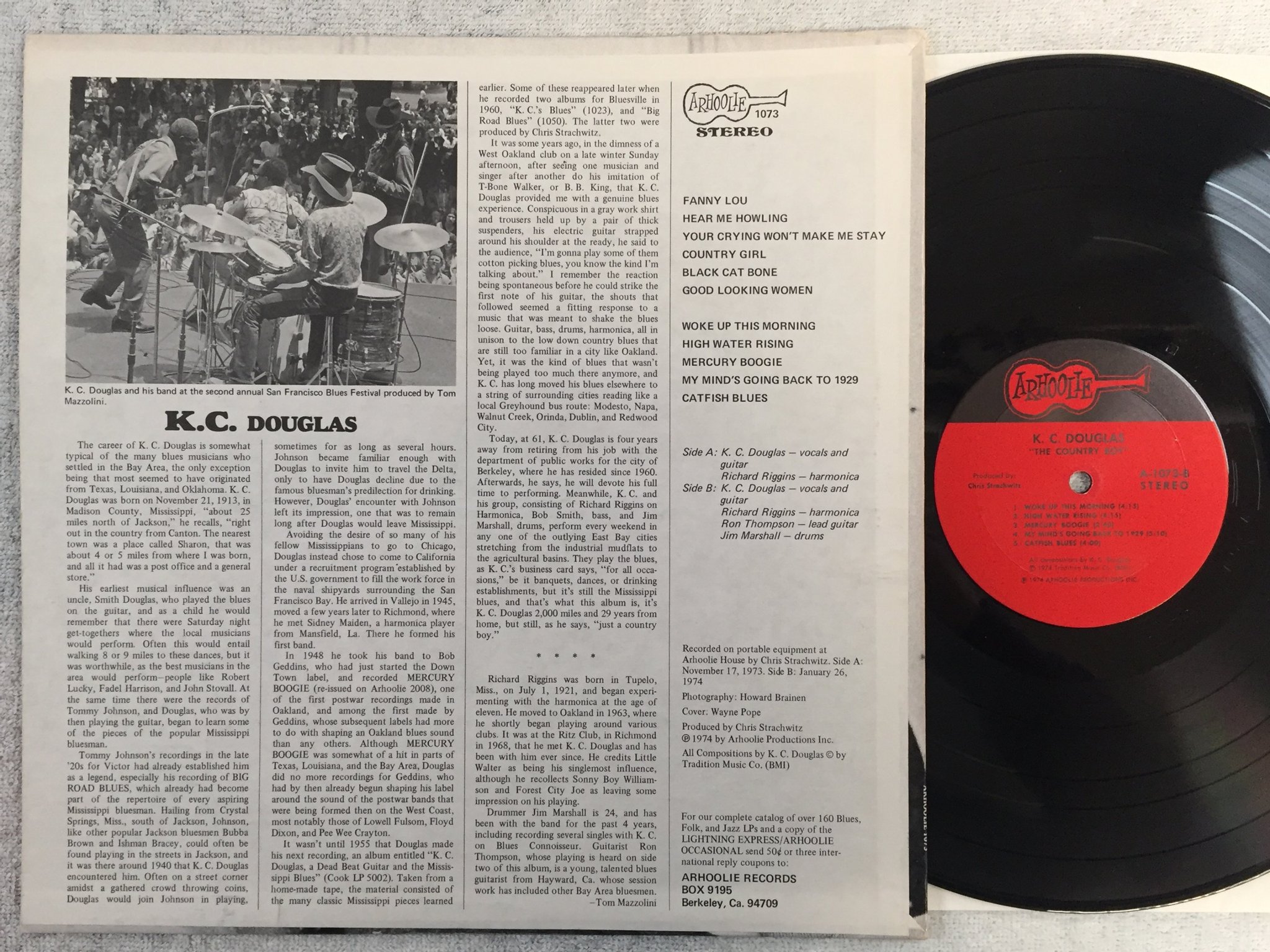 Omslagsbild för skivan K.C. DOUGLAS the country boy LP US ARHOOLIE A-1073