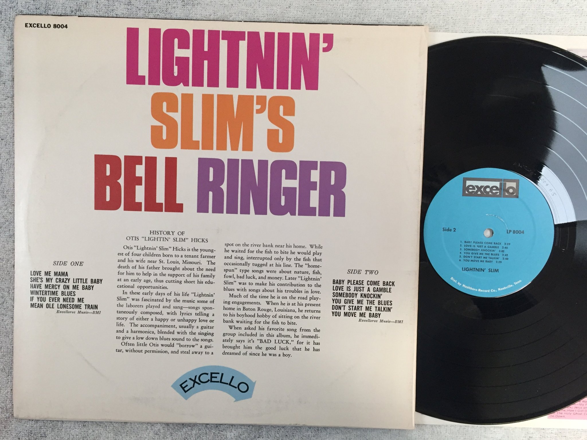 Omslagsbild för skivan LIGHTNIN' SLIM s/t LP US EXCELLO LP 8004