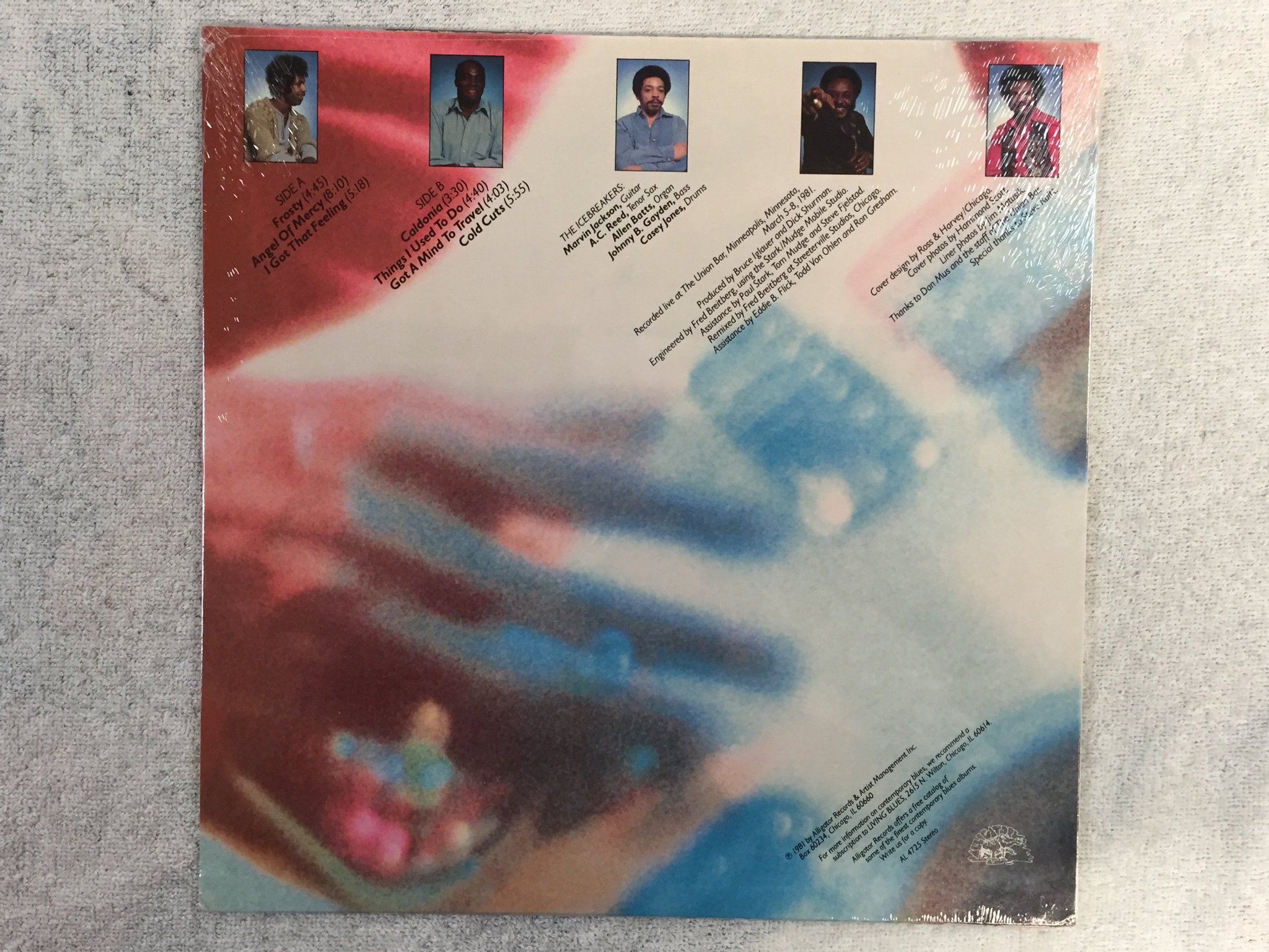 Omslagsbild för skivan ALBERT COLLINS frozen alive!  LP -81 US alligator AL 4725 STILL SEALED