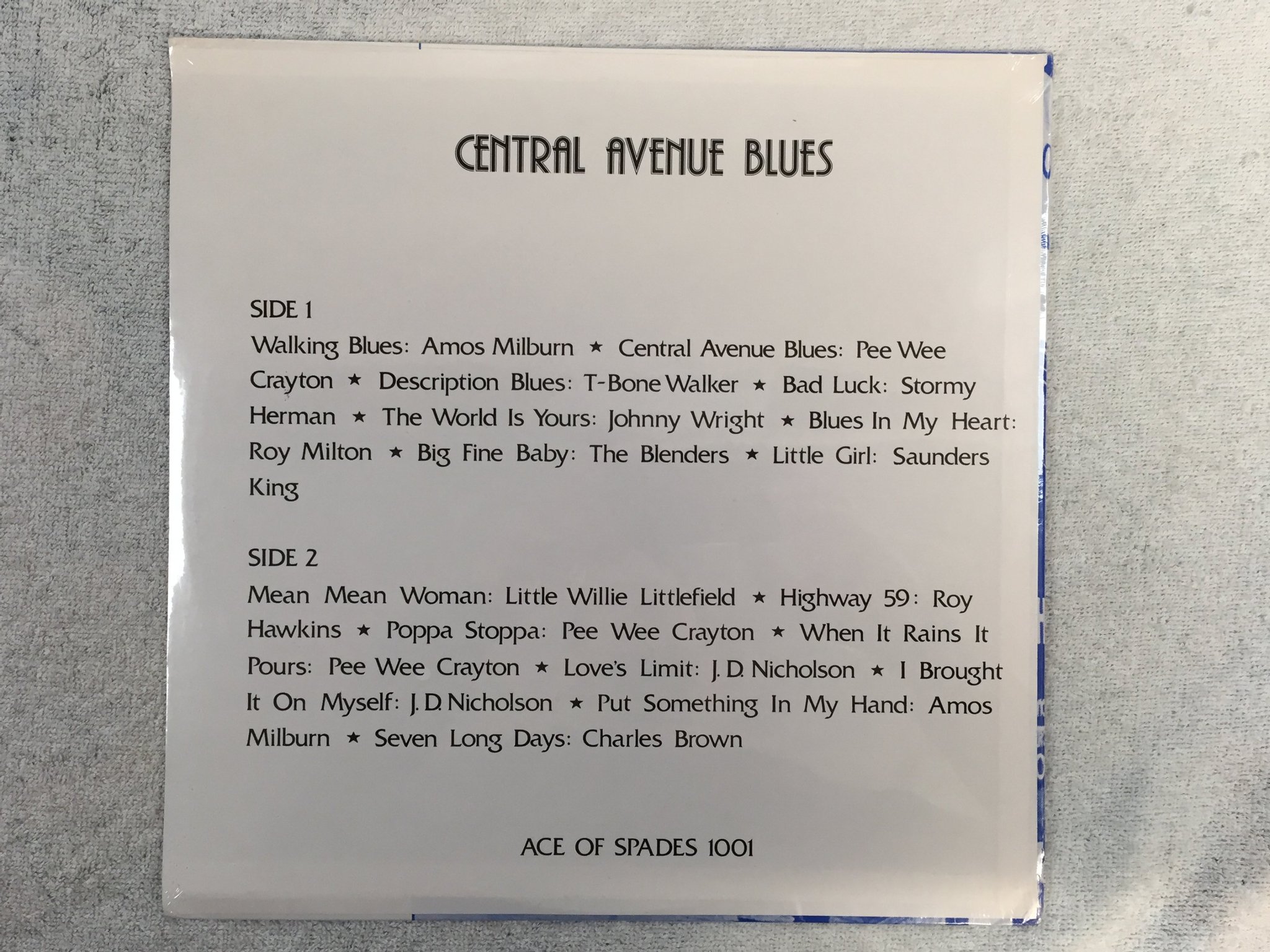 Omslagsbild för skivan V/A central avenue blues LP US Ace Of Spades 1001 Still sealed