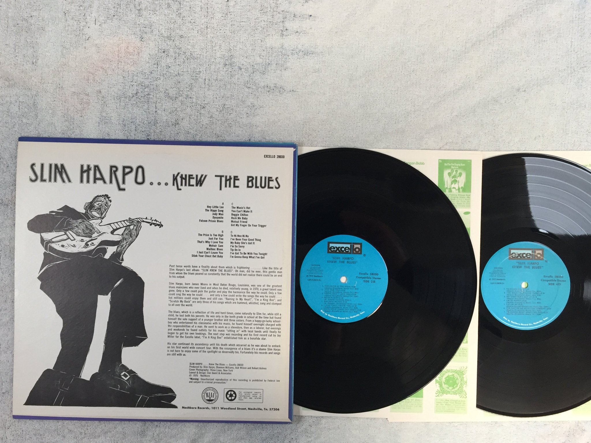 Omslagsbild för skivan SLIM HARPO knew the blues 2xLP -75 US EXCELLO 28030