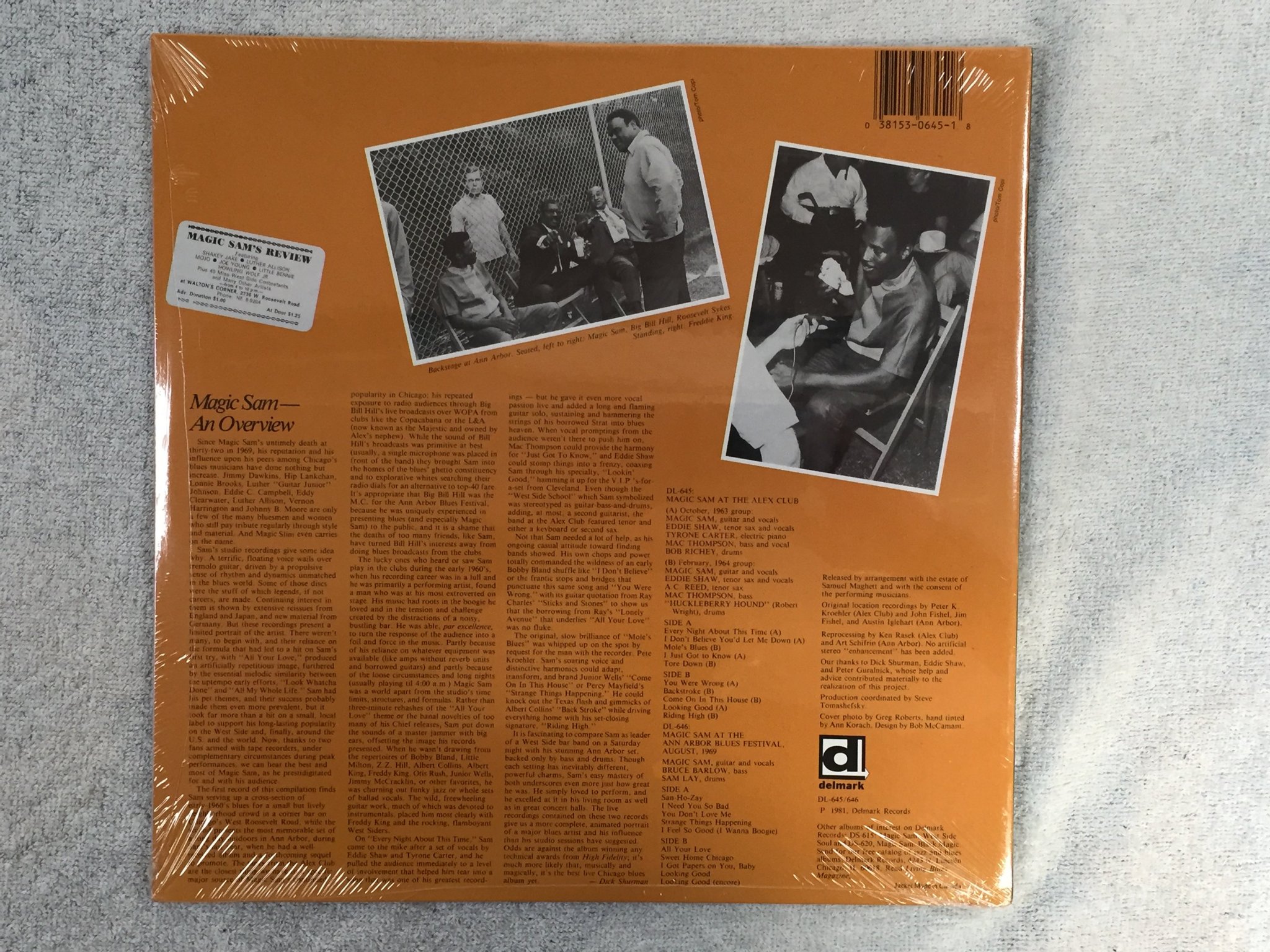 Omslagsbild för skivan MAGIC SAM live 2xLP -US DELMARK DL 645/646 Still sealed