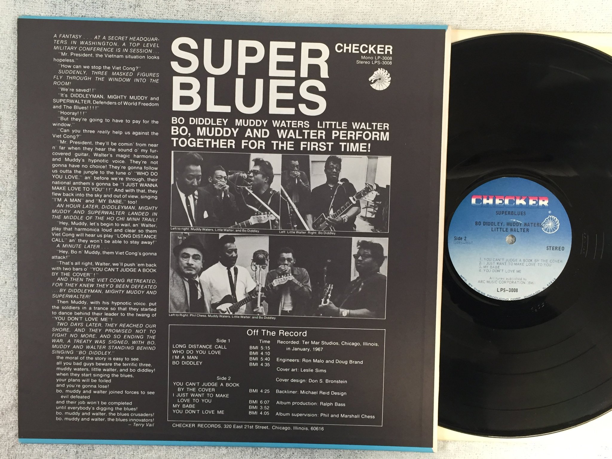 Omslagsbild för skivan BO DIDDLEY Muddy Waters LITTLE WALTER superblues. LP US CHECKER LPS 3008