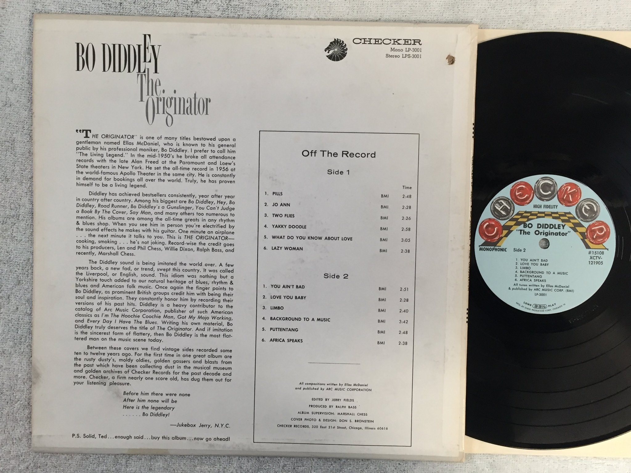 Omslagsbild för skivan BO DIDDLEY the originator LP -66 US CHECKER mono XCTV-121904