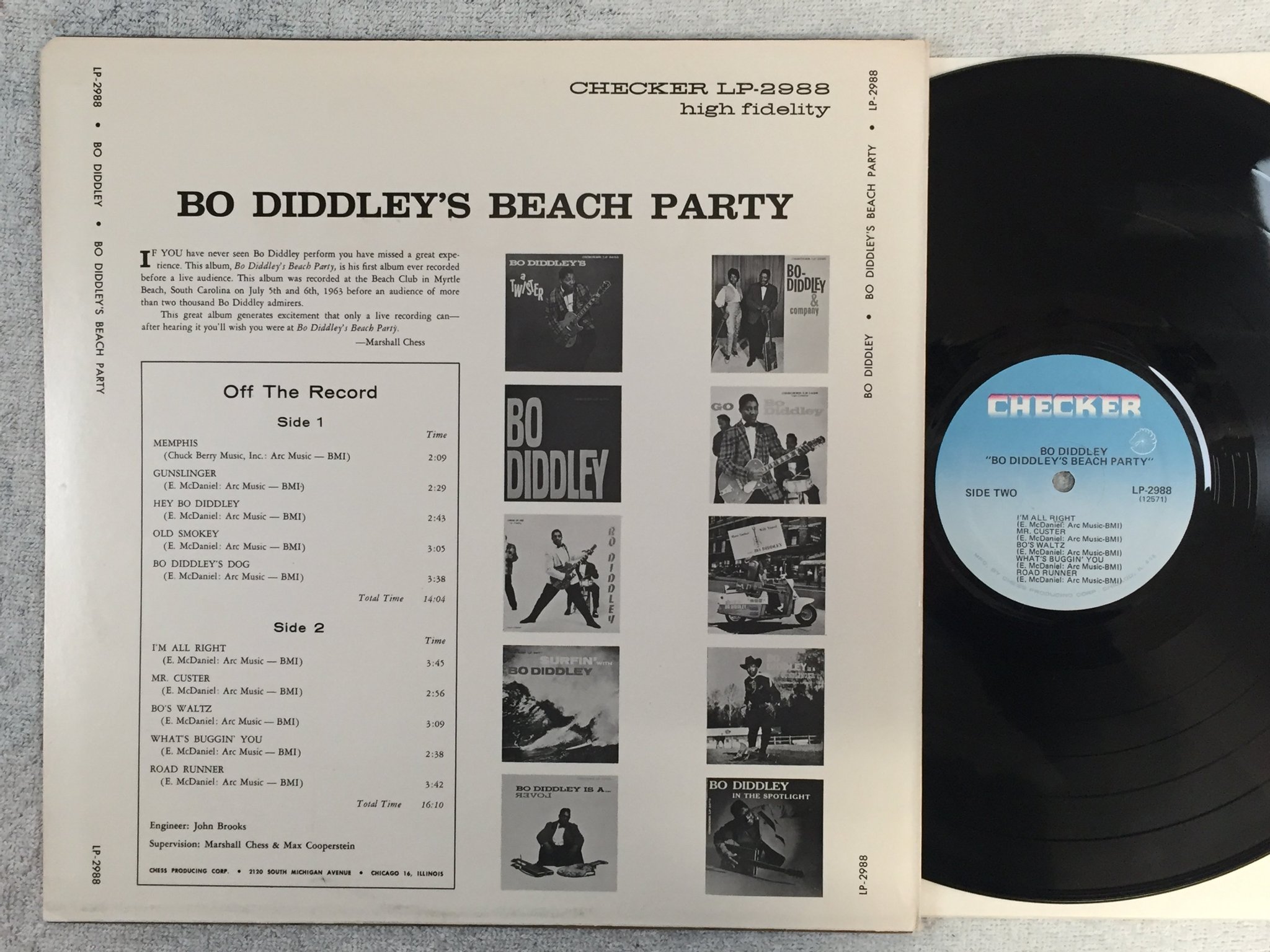 Omslagsbild för skivan BO DIDDLEY beach party LP  re US CHECKER LP-2988