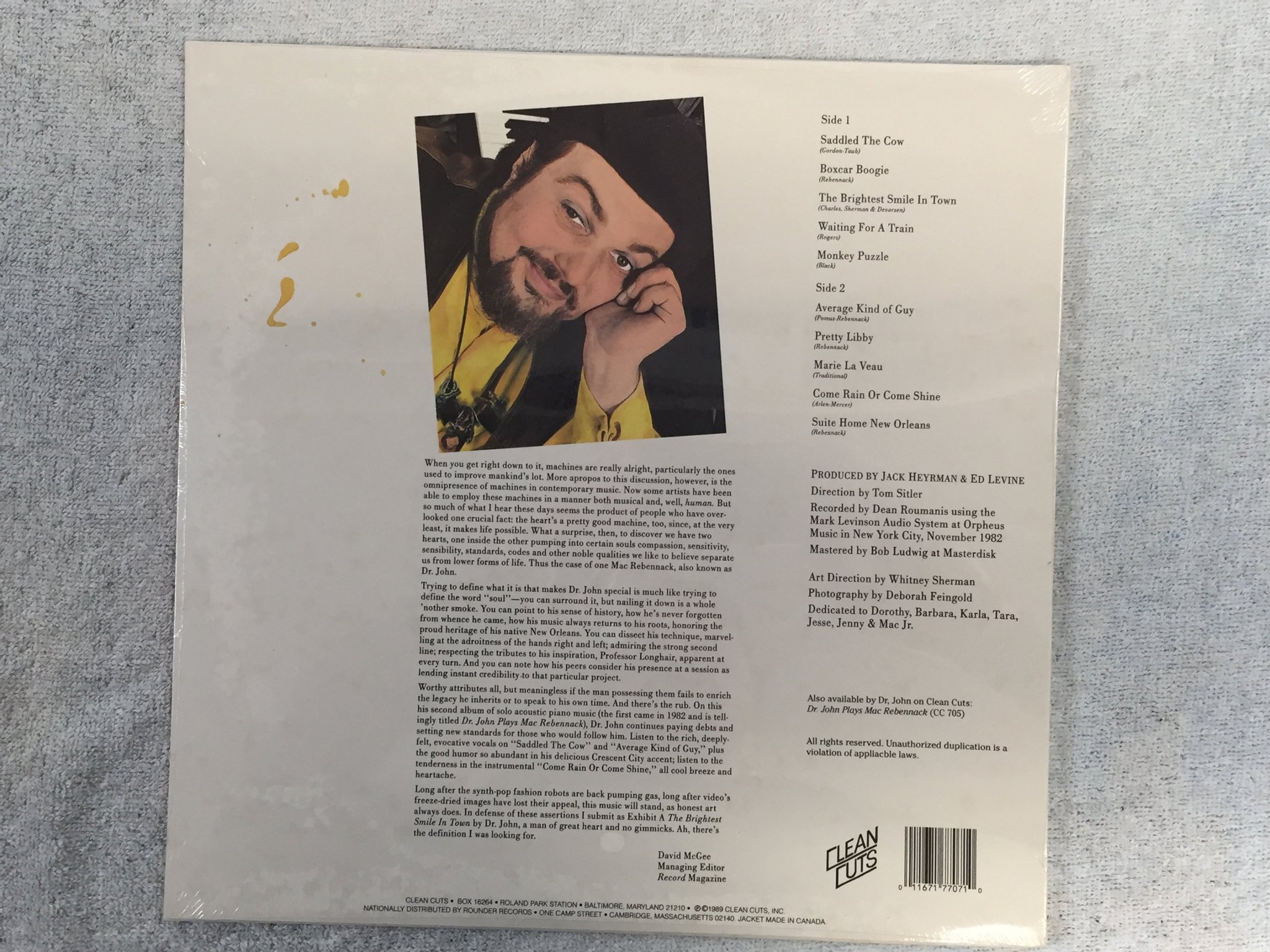 Omslagsbild för skivan DR JOHN The Brightest Smile In Town LP -89 Can CLEAN CUTS CC 707 sealed