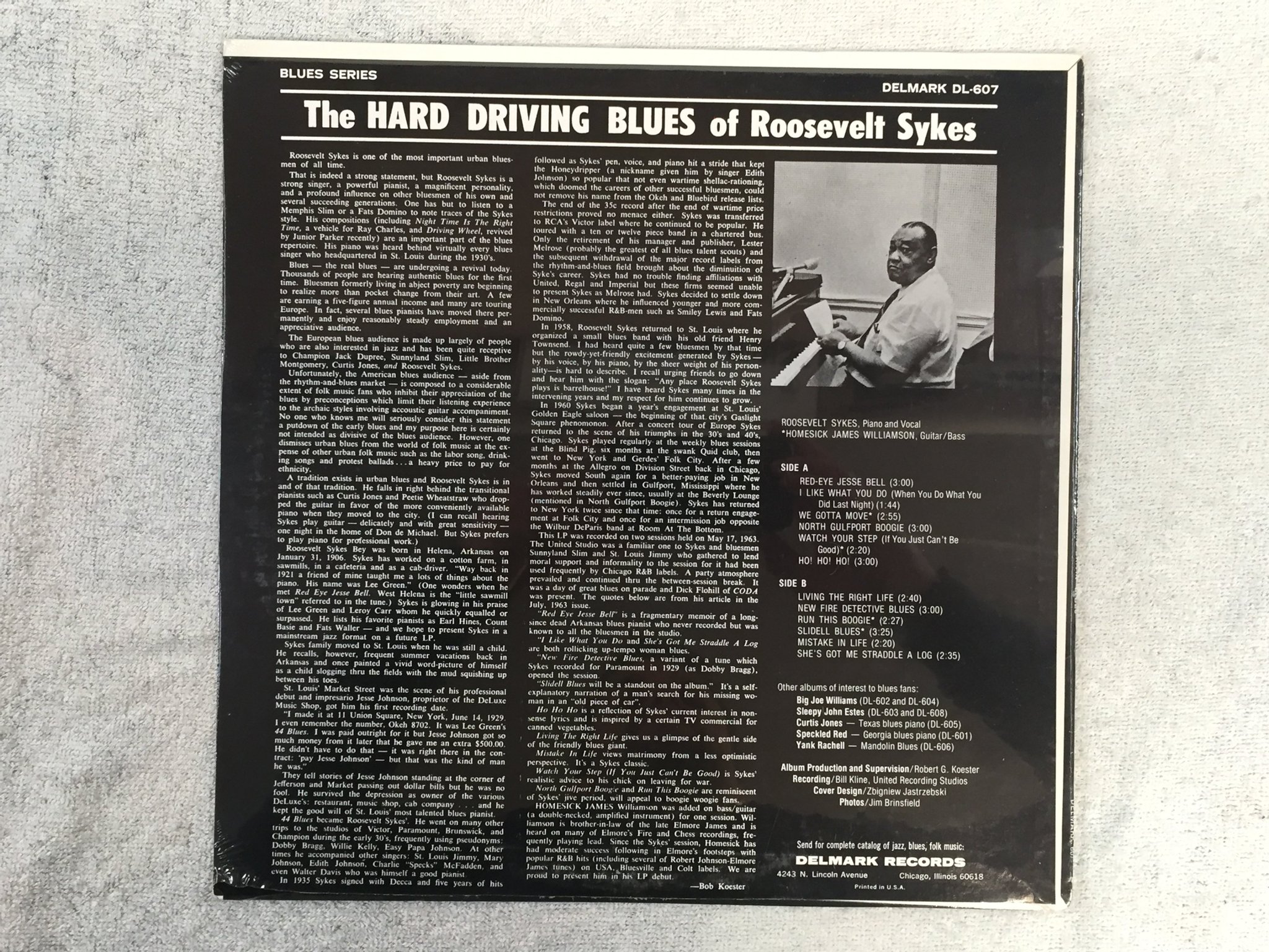 Omslagsbild för skivan ROOSEVELT SYKES hard drivin' blues LP US DELMARK DL-607 Still Sealed
