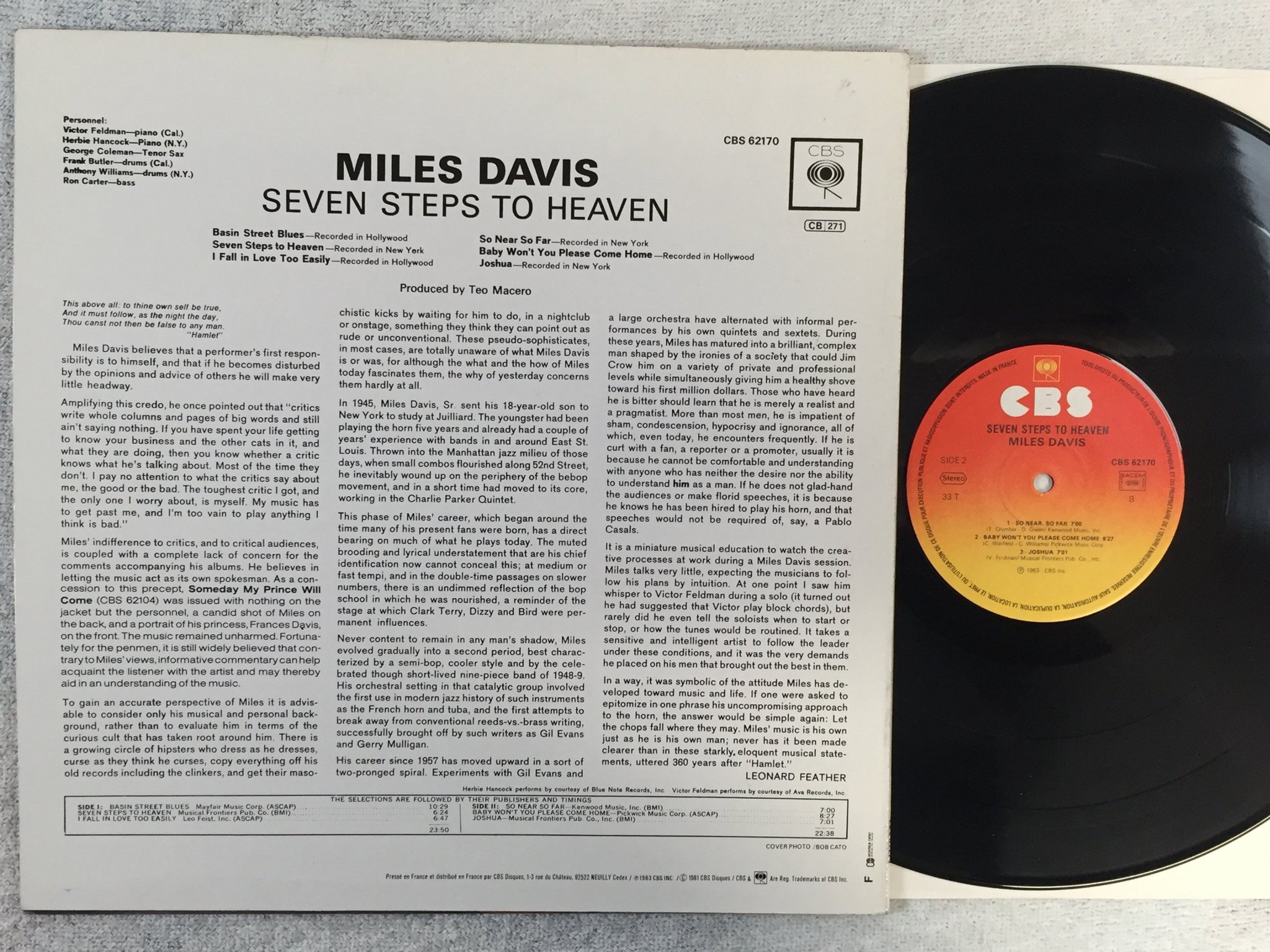 Omslagsbild för skivan MILES DAVIS seven steps to heaven LP re Fra CBS 62170