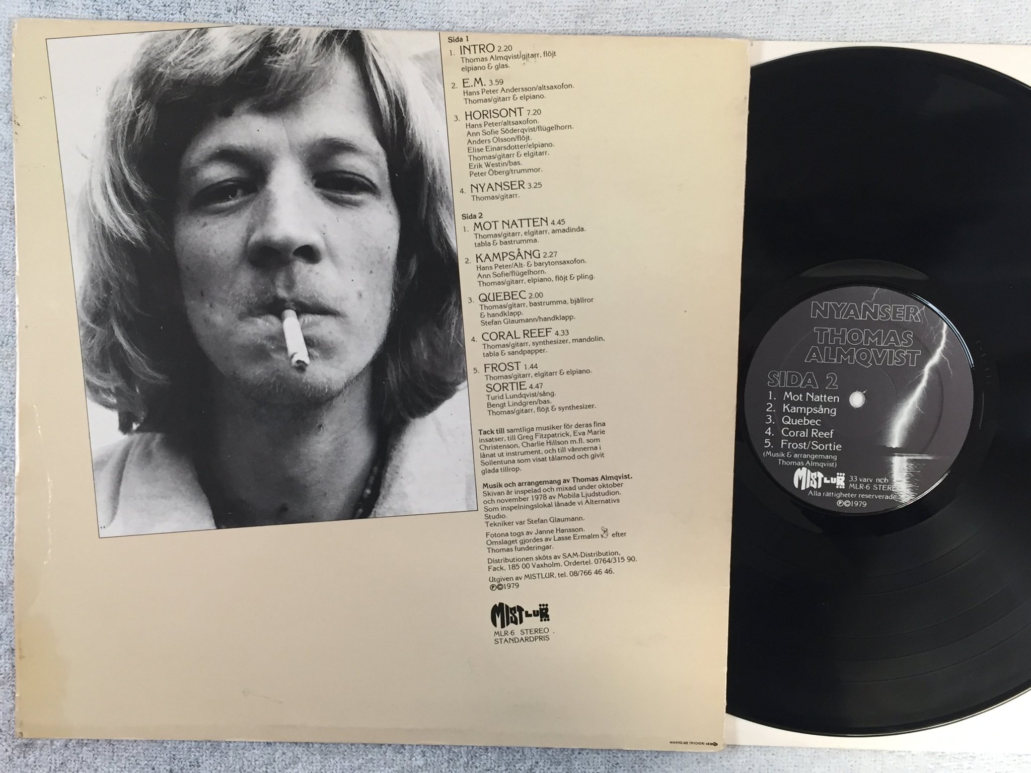 Omslagsbild för skivan THOMAS ALMQVIST nyanser LP -79 Swe MISTLUR MLR-6 rare !!!