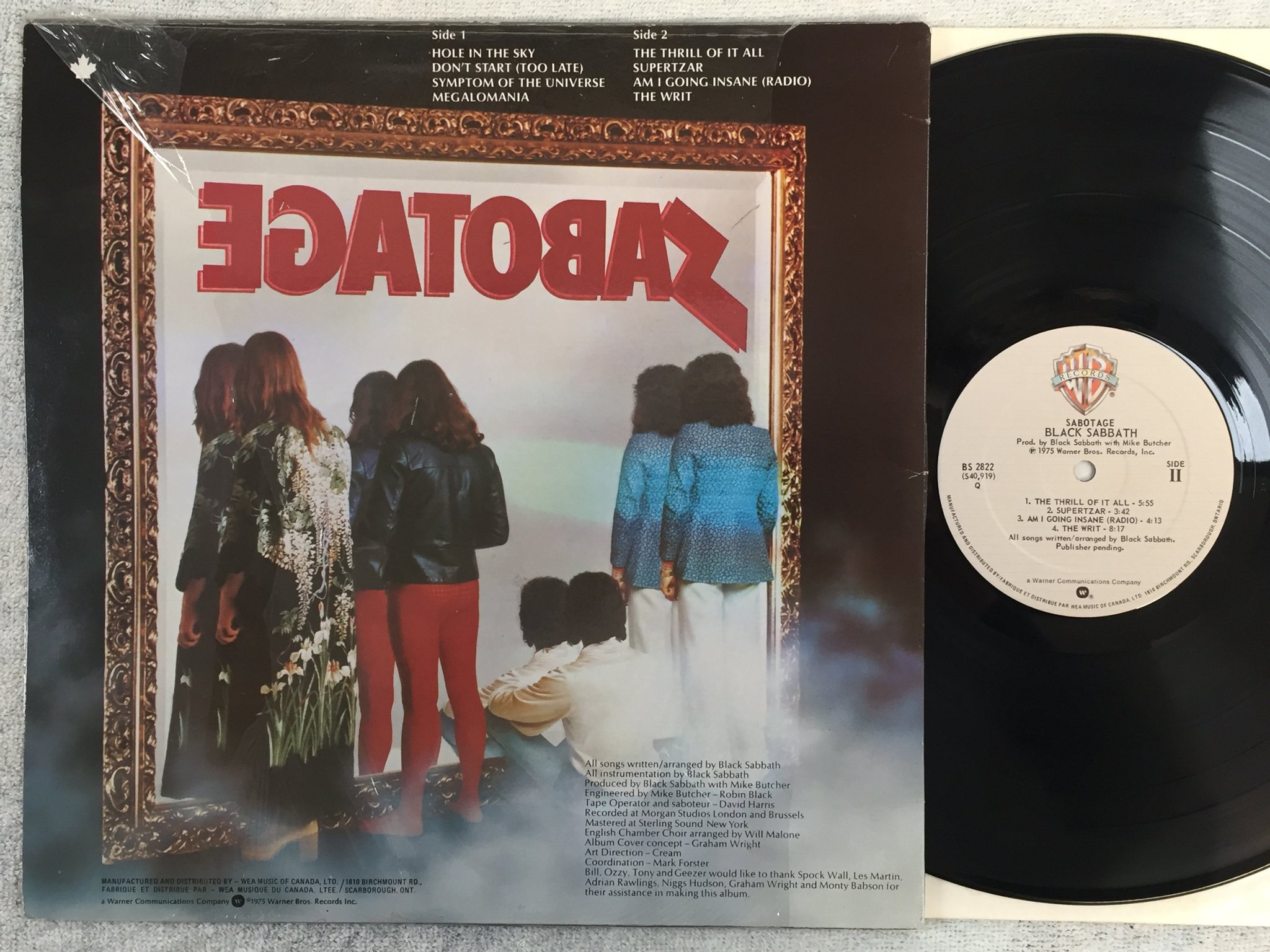 Omslagsbild för skivan BLACK SABBATH sabotage LP -75 Can WARNER BROS BS 2822