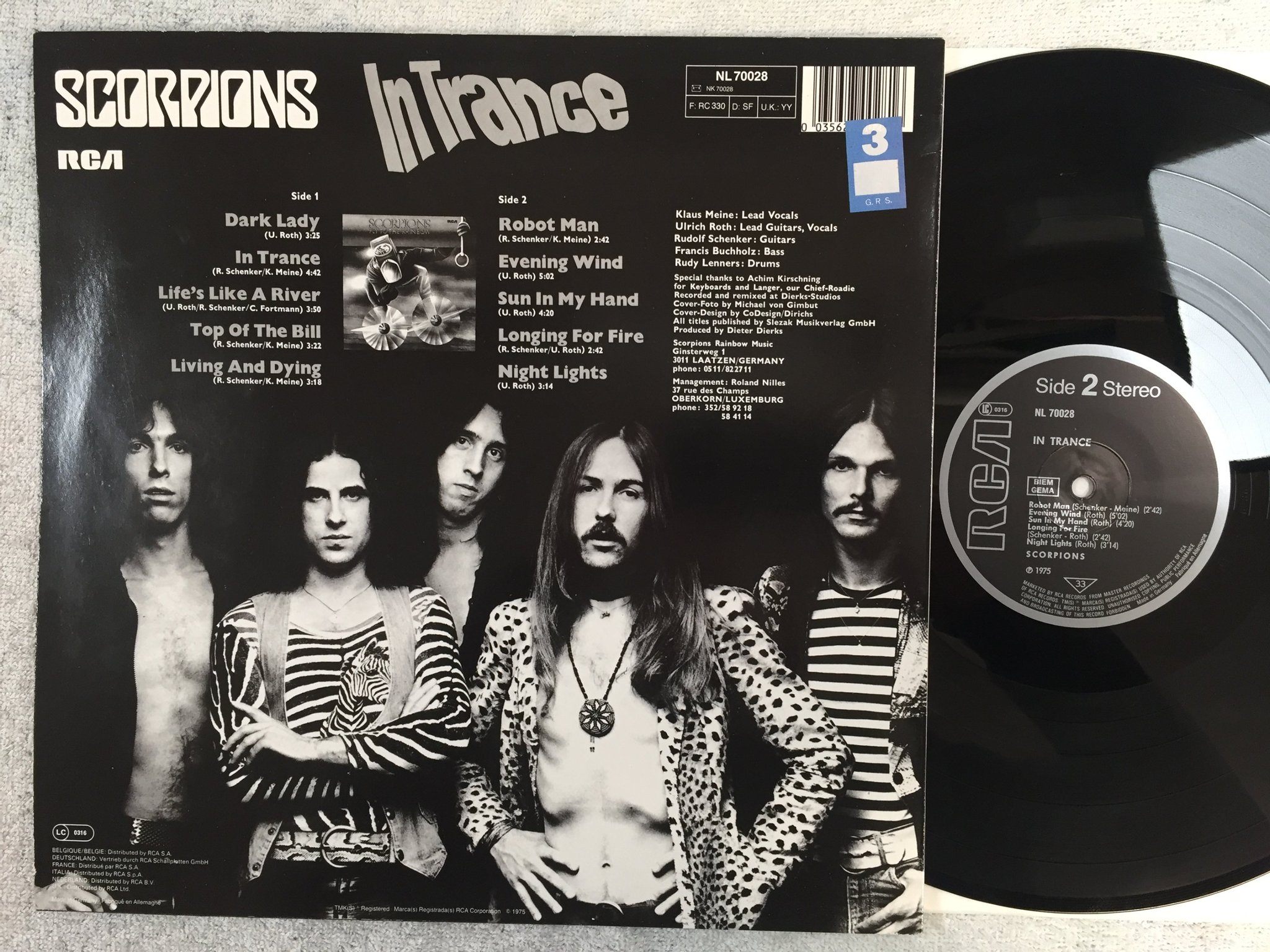 Omslagsbild för skivan SCORPIONS in trance LP -75 RCA NL 70028 
