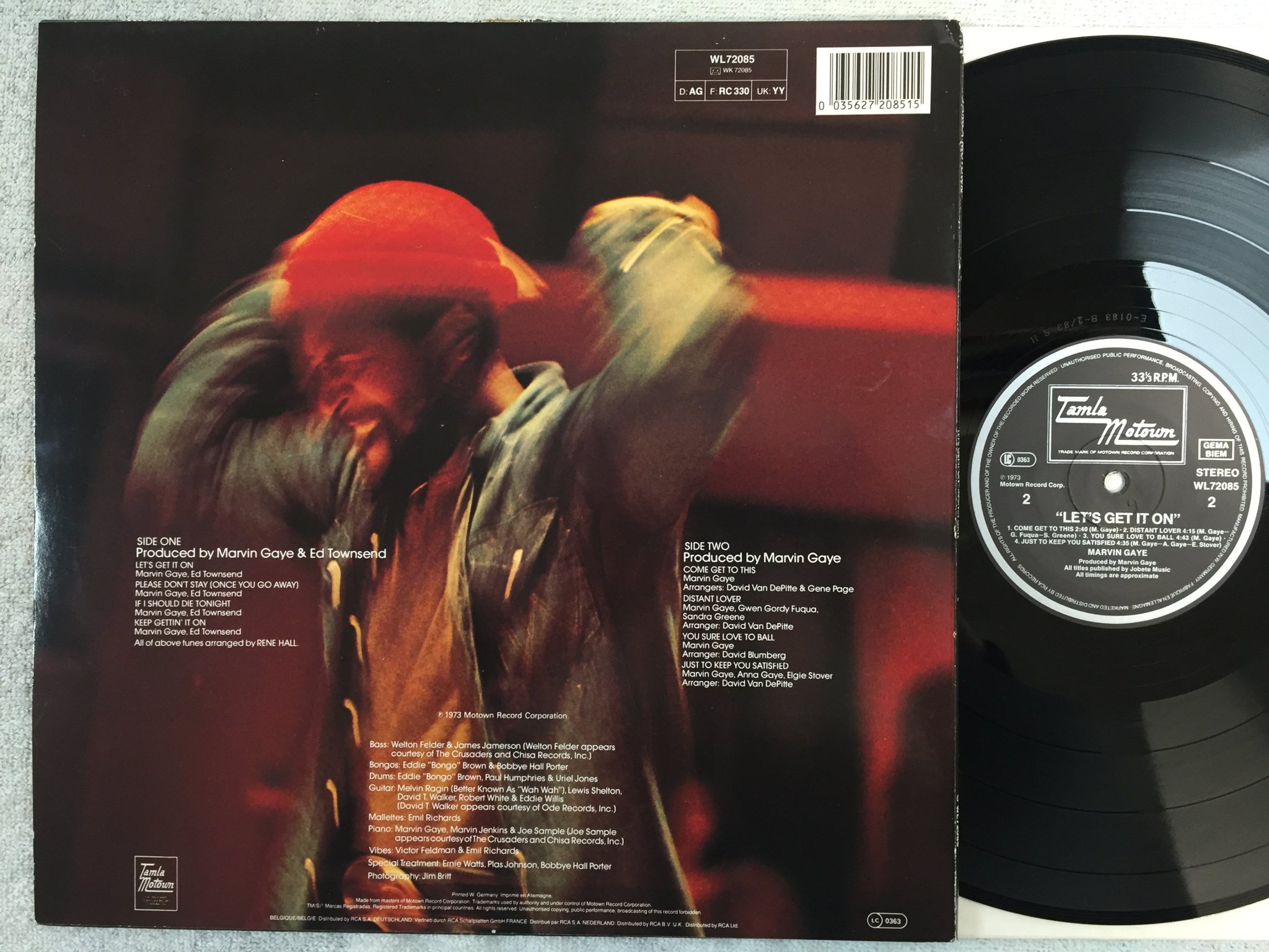Omslagsbild för skivan MARVIN GAYE let's get it on LP -73 Ger TAMLA MOTOWN WL72085