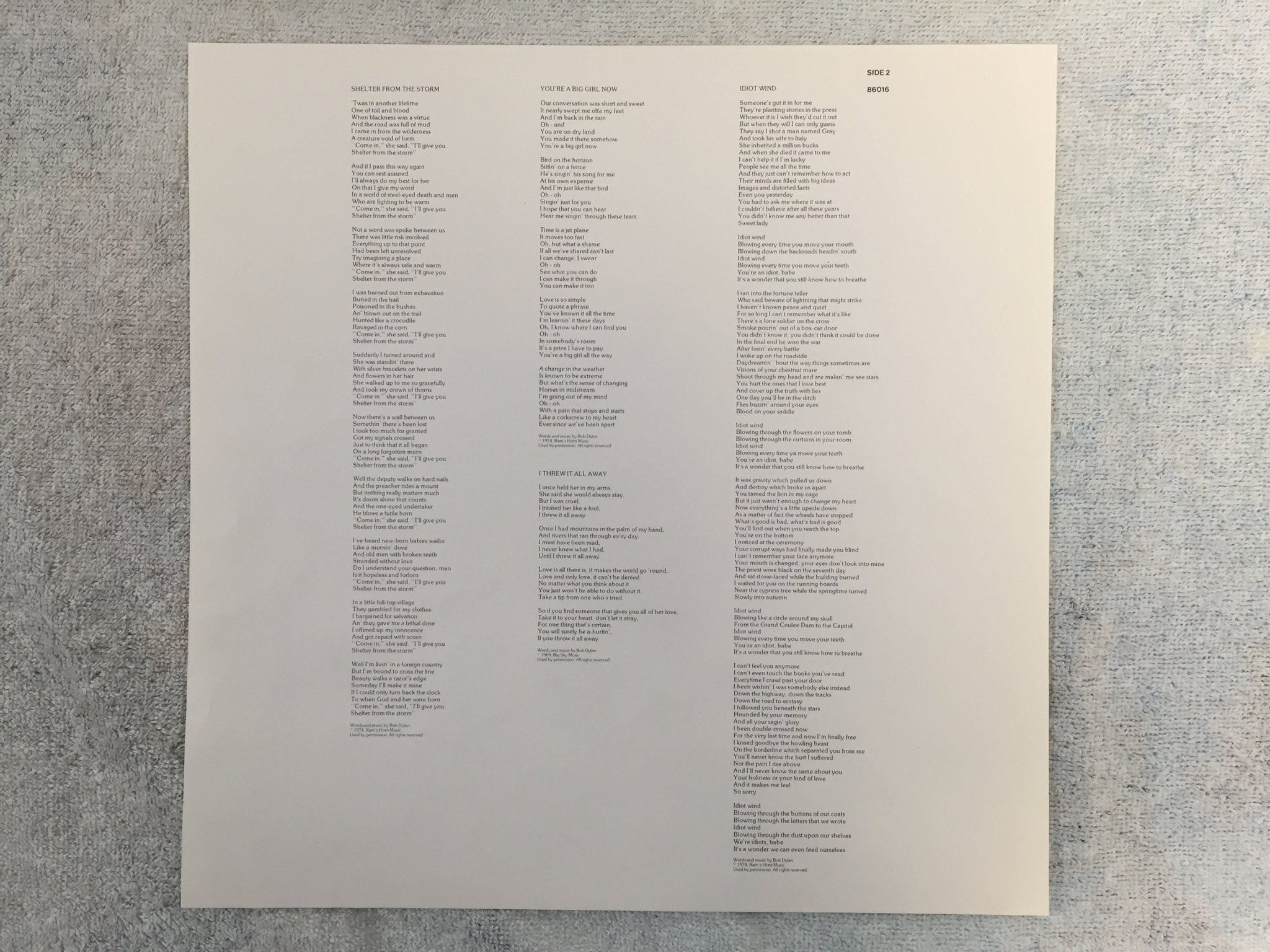 Omslagsbild för skivan BOB DYLAN hard rain LP -76 Hol CBS 86016