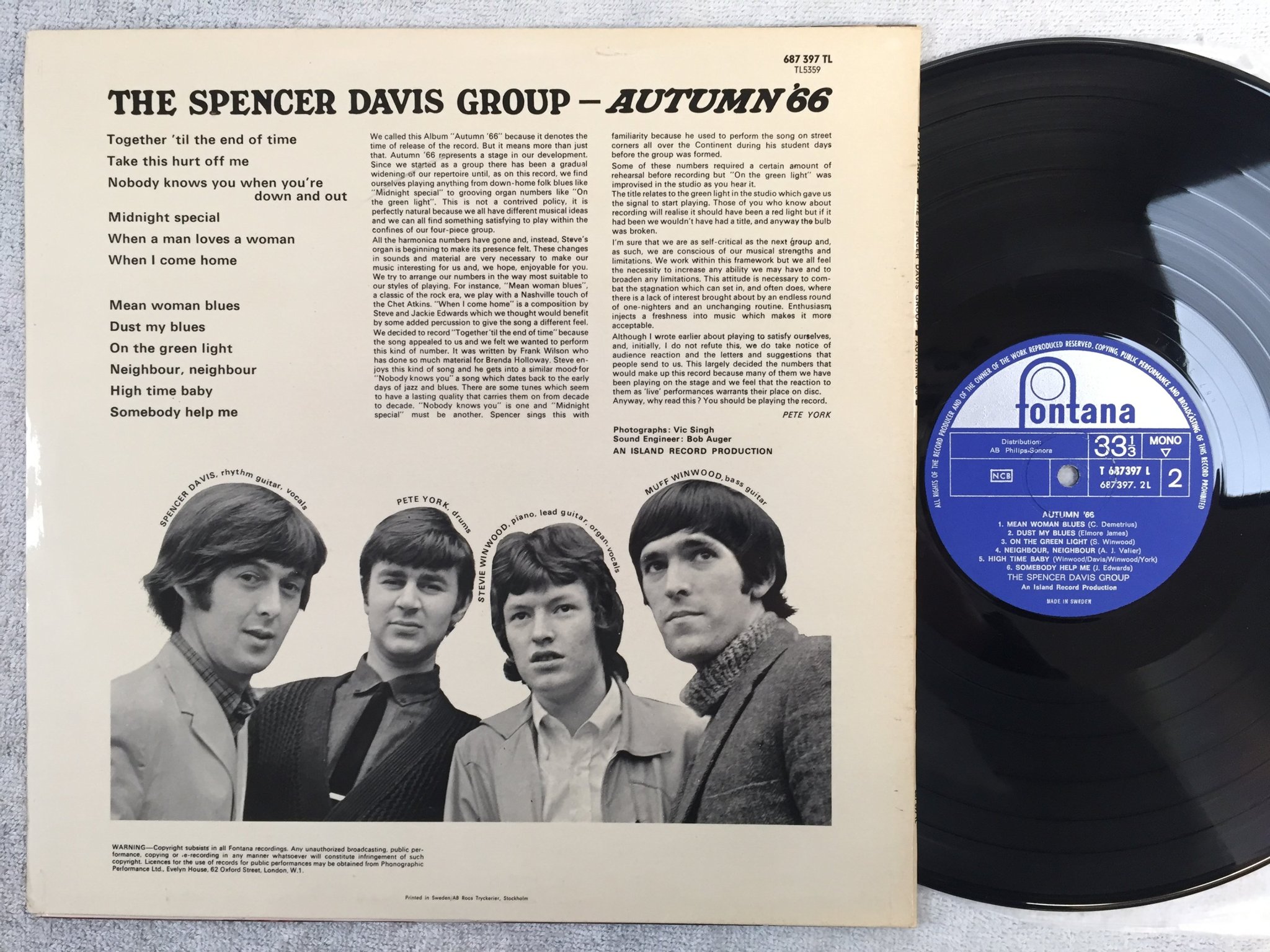 Omslagsbild för skivan THE SPENCER DAVIS GROUP autumn 66 LP -66 Swe FONTANA 687 397 TL