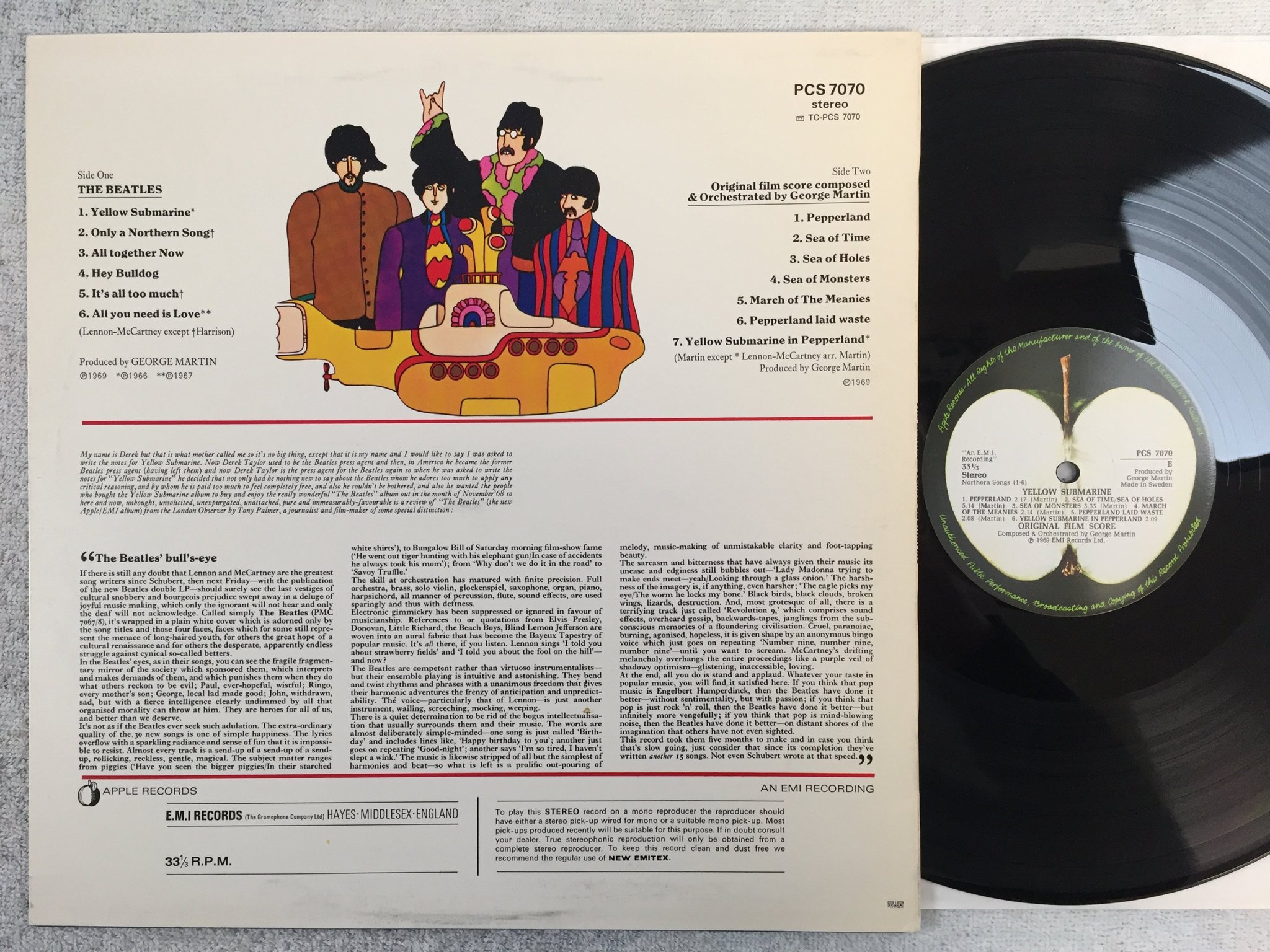 Omslagsbild för skivan THE BEATLES yellow submarine LP ncb APPLE PCS 7070 