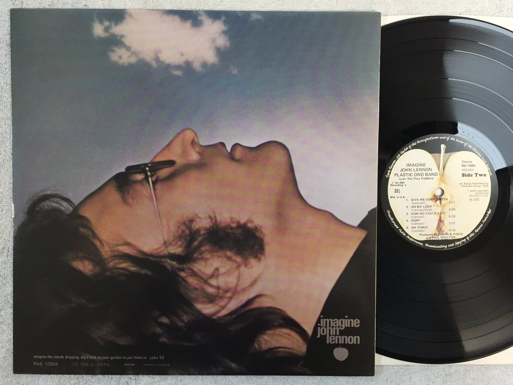 Omslagsbild för skivan JOHN LENNON imagine LP -71 UK APPLE PAS 10004 CLASSIC TITLE SONG ! ! 