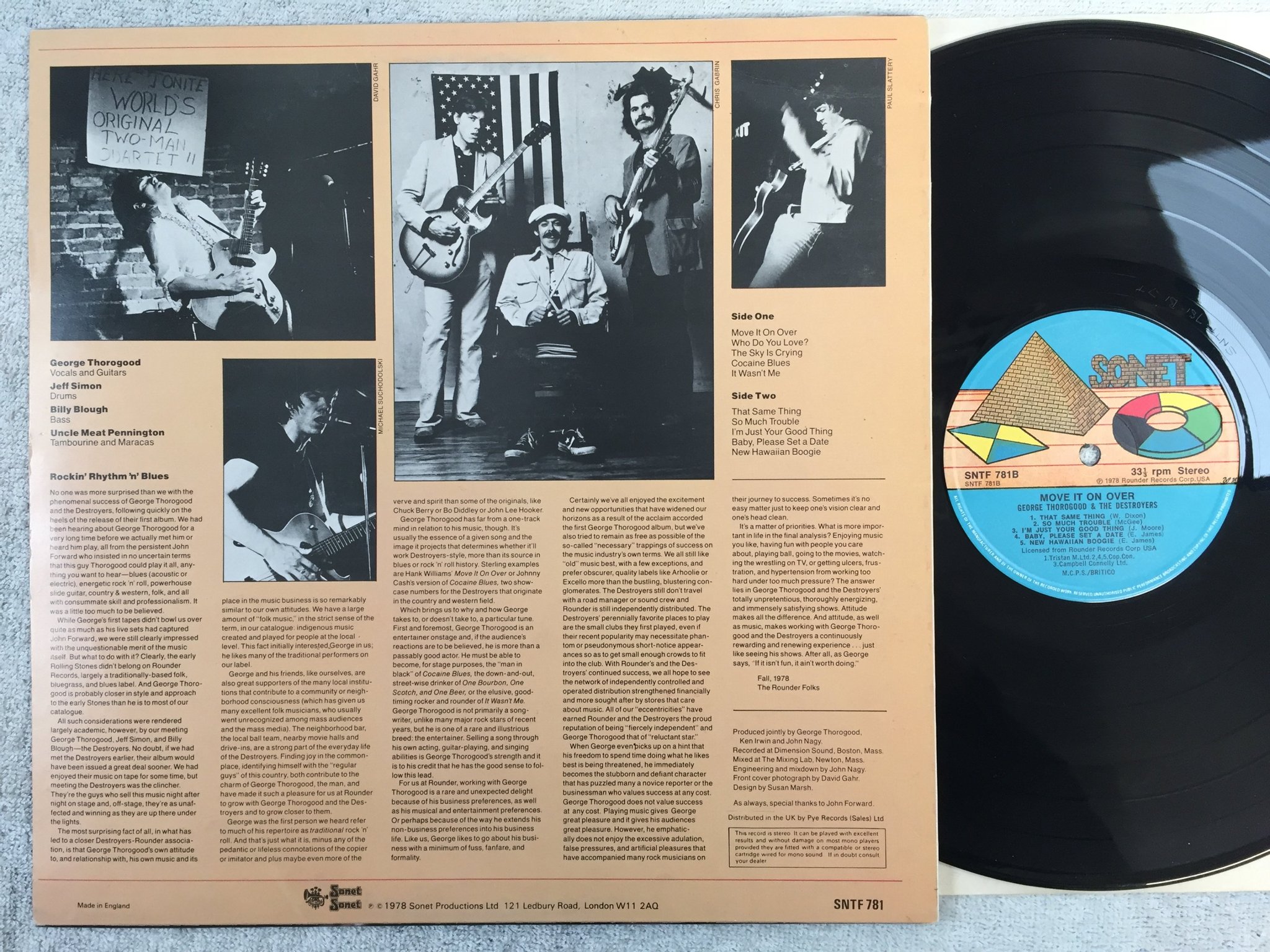 Omslagsbild för skivan GEORGE THOROGOOD & THE DESTROYERS move it on over LP -78 UK SONET SNTF 781
