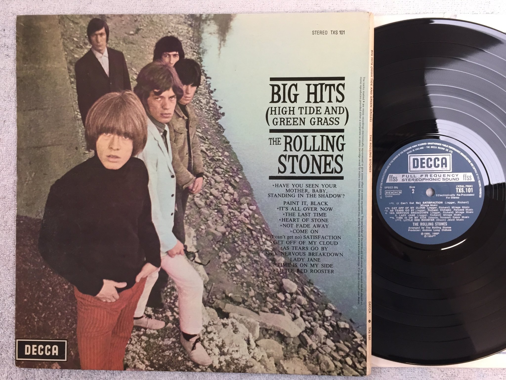 Omslagsbild för skivan THE ROLLING STONES big hits LP UK DECCA TXS 101