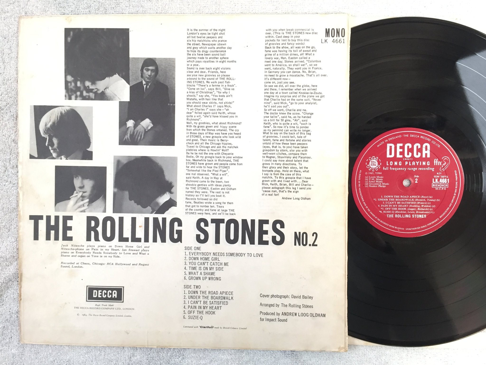 Omslagsbild för skivan THE ROLLING STONES s/t LP -65 UK DECCA mono LK 4661 -2A/-2A endings