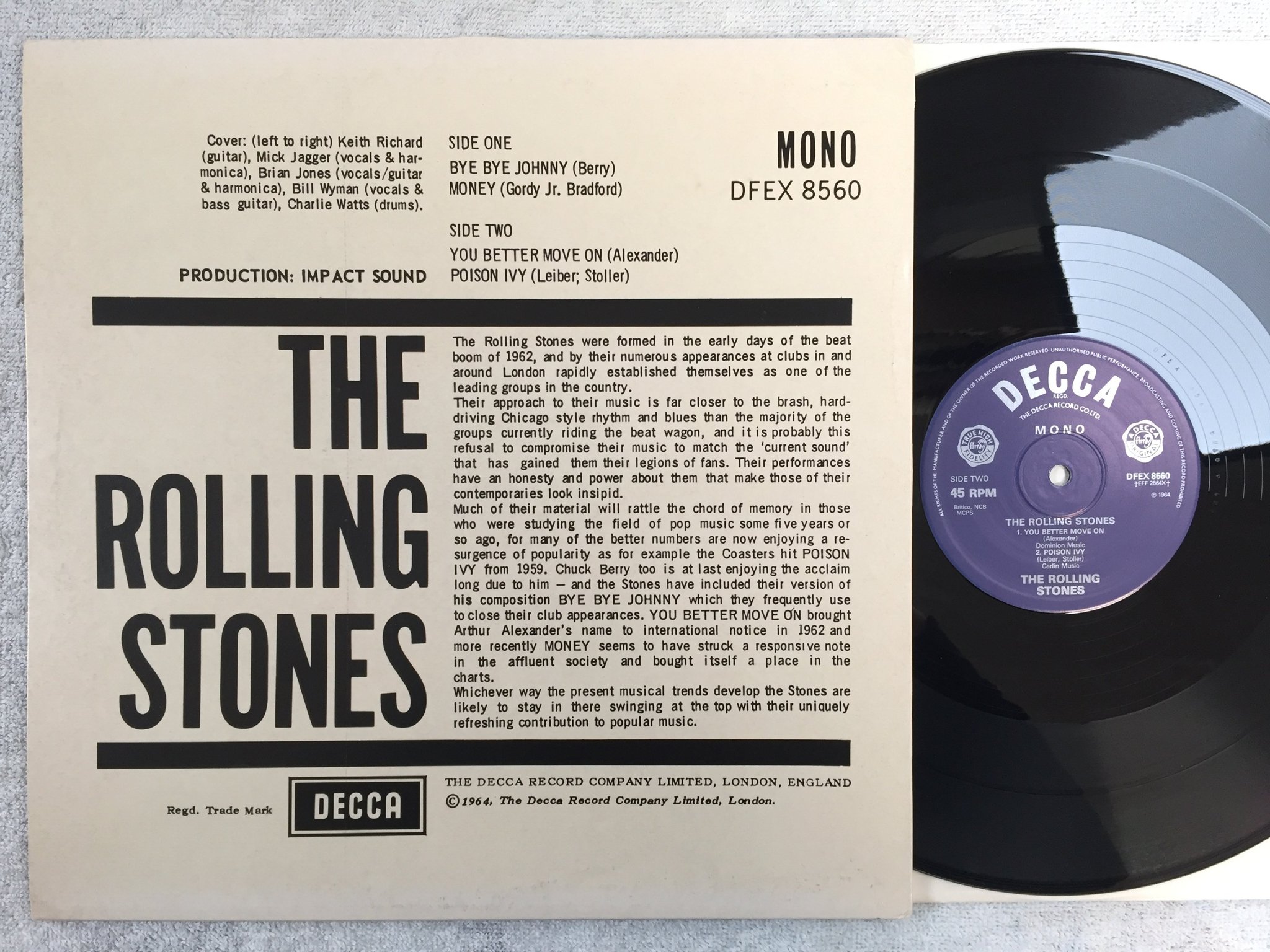 Omslagsbild för skivan THE ROLLING STONES s/t 12"single -82 UK DECCA DFEX 8560 mono 45 RPM