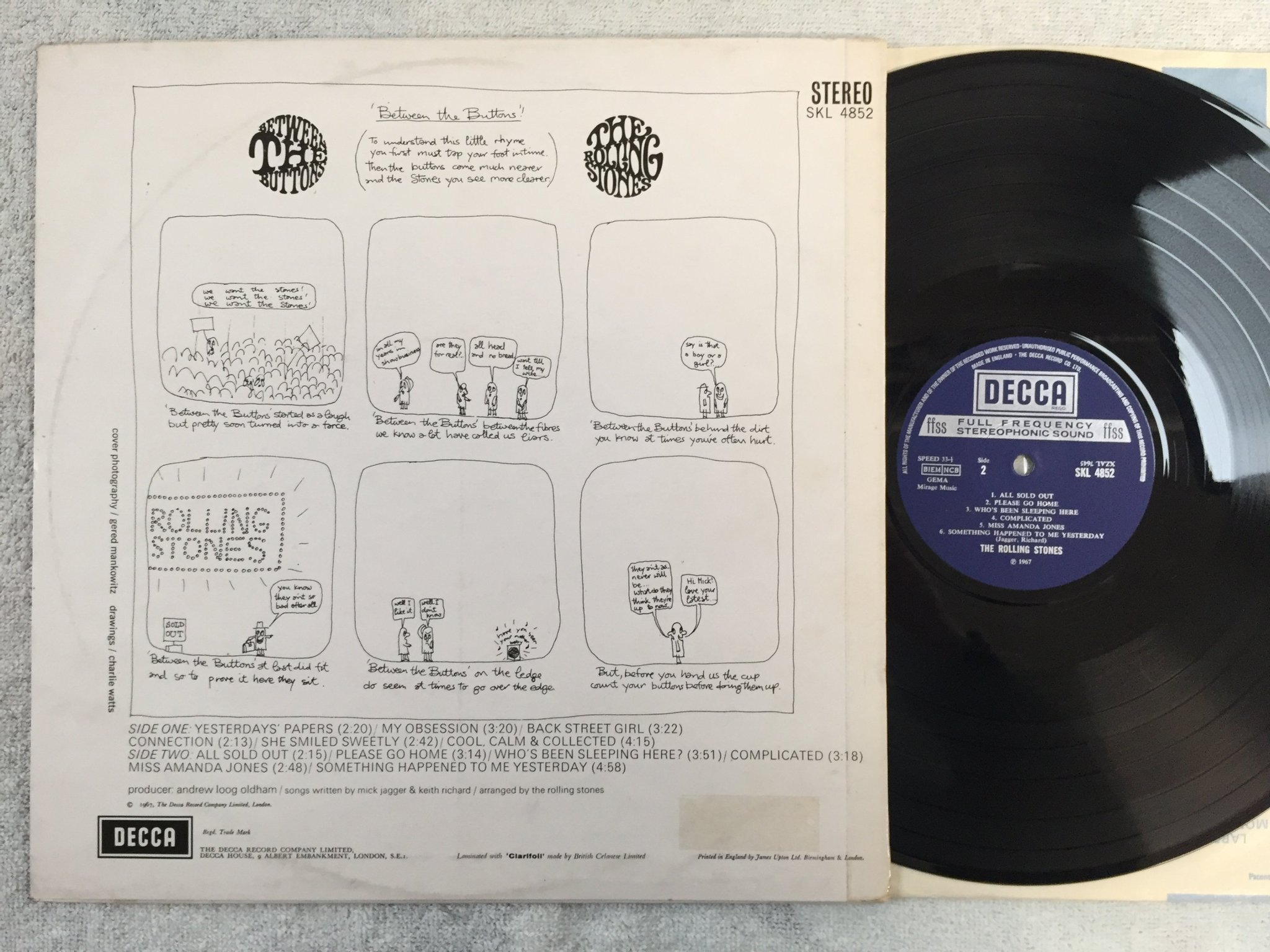 Omslagsbild för skivan THE ROLLING STONES  Between The Buttons LP re UK DECCA SKL 4852