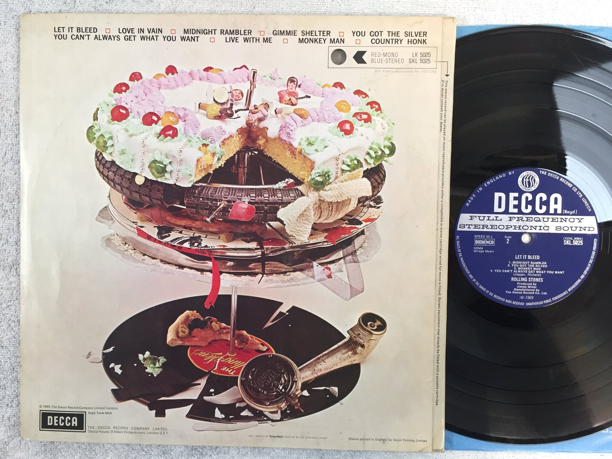 Omslagsbild för skivan THE ROLLING STONES let it bleed LP -69 UK DECCA SKL 5025