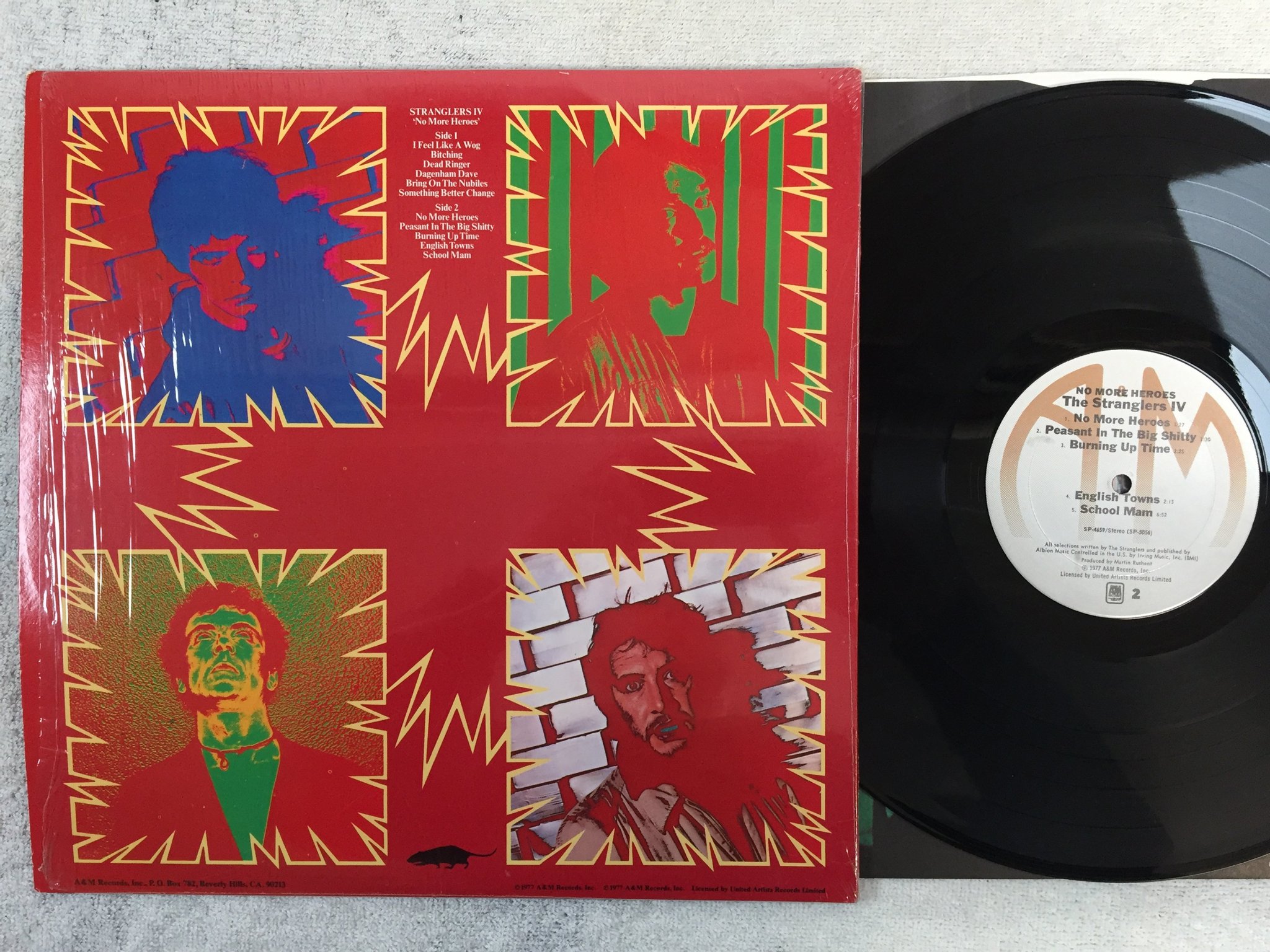 Omslagsbild för skivan THE STRANGLERS no more heroes  LP -77 US A&M SP-4659 