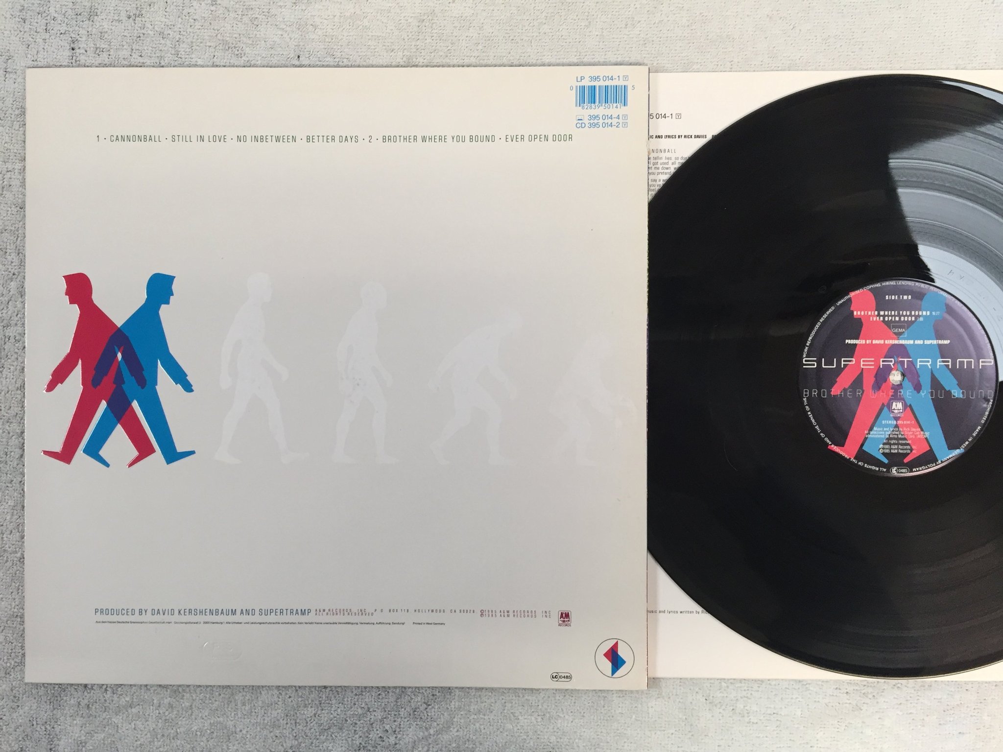 Omslagsbild för skivan SUPERTRAMP brother where you bound LP -85 Ger A&M 395014-1