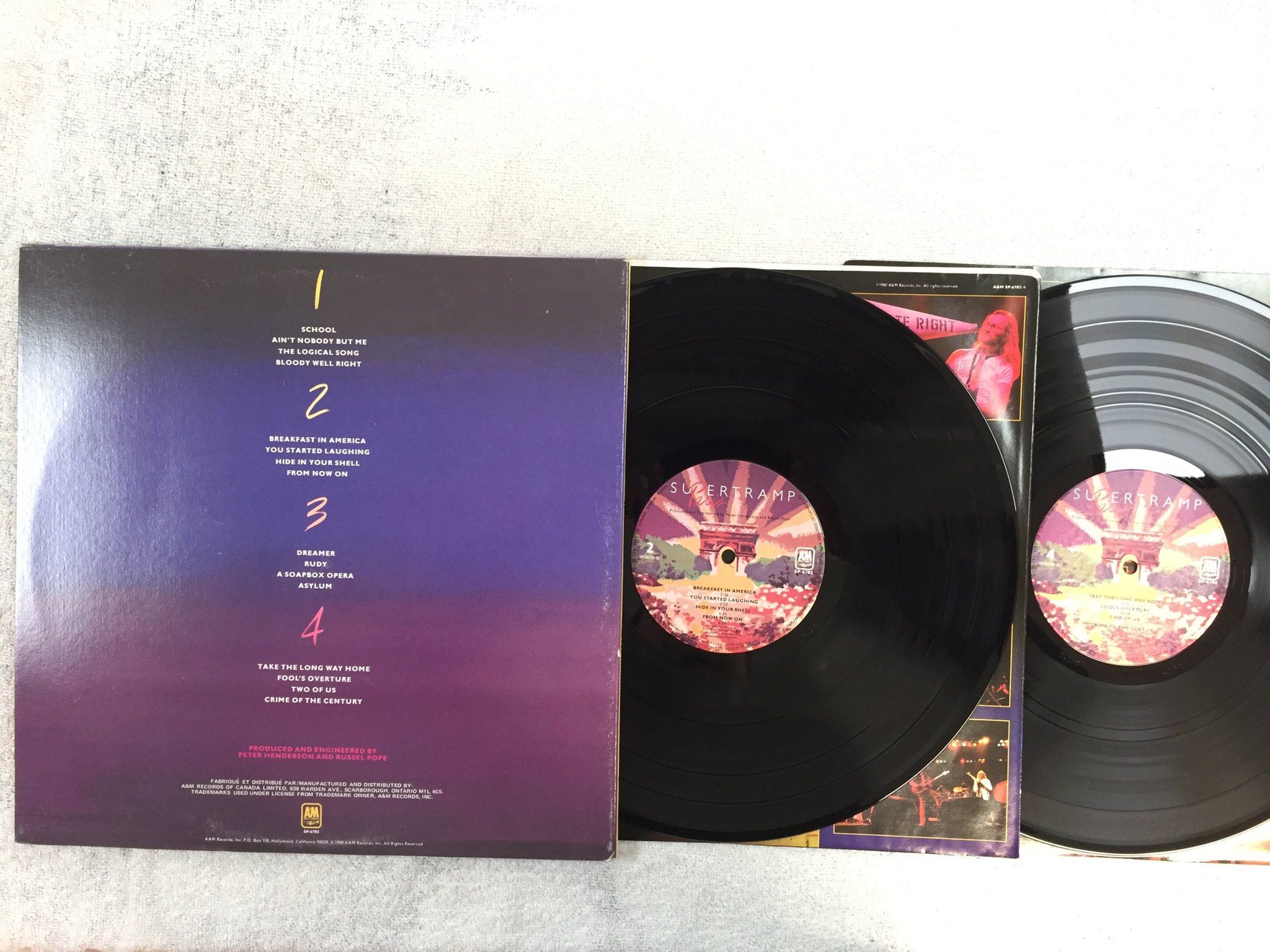 Omslagsbild för skivan SUPERTRAMP Paris 2xLP -80 Can A&M SP 6702