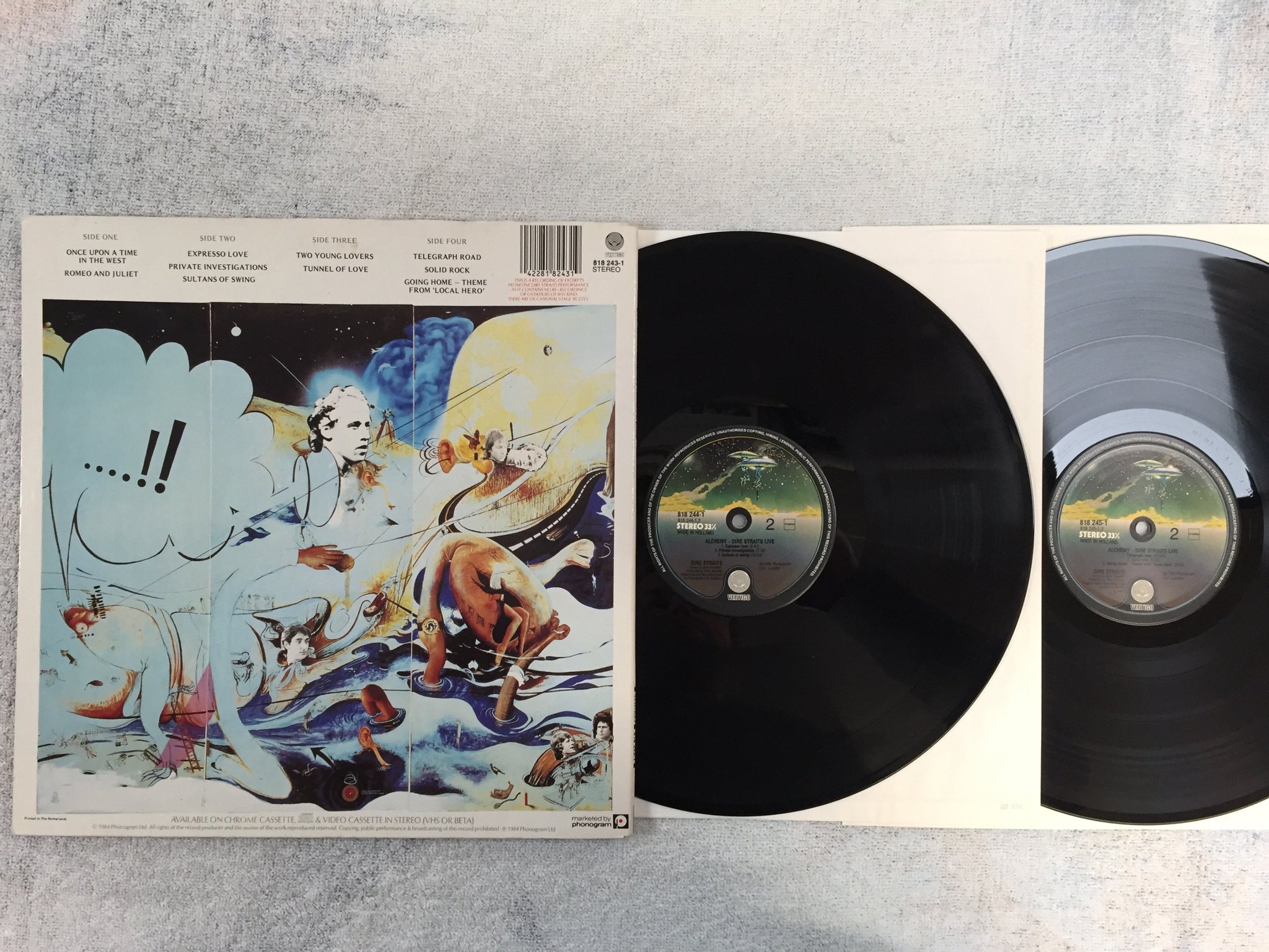 Omslagsbild för skivan DIRE STRAITS alchemy - live 2xLP -84 Hol VERTIGO 818 245-1