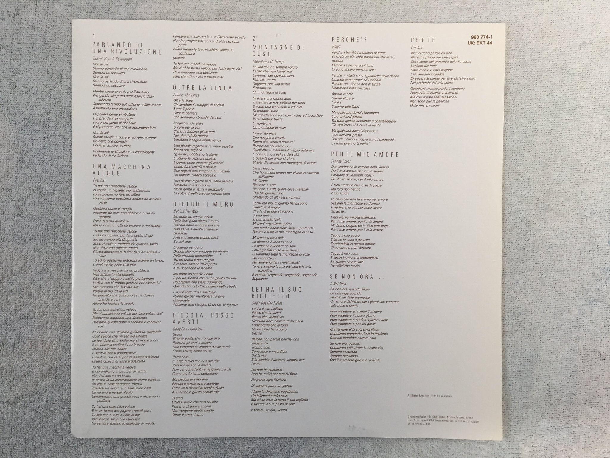 Omslagsbild för skivan TRACY CHAPMAN  s/t LP -89 Ger ELEKTRA 960 774-1 