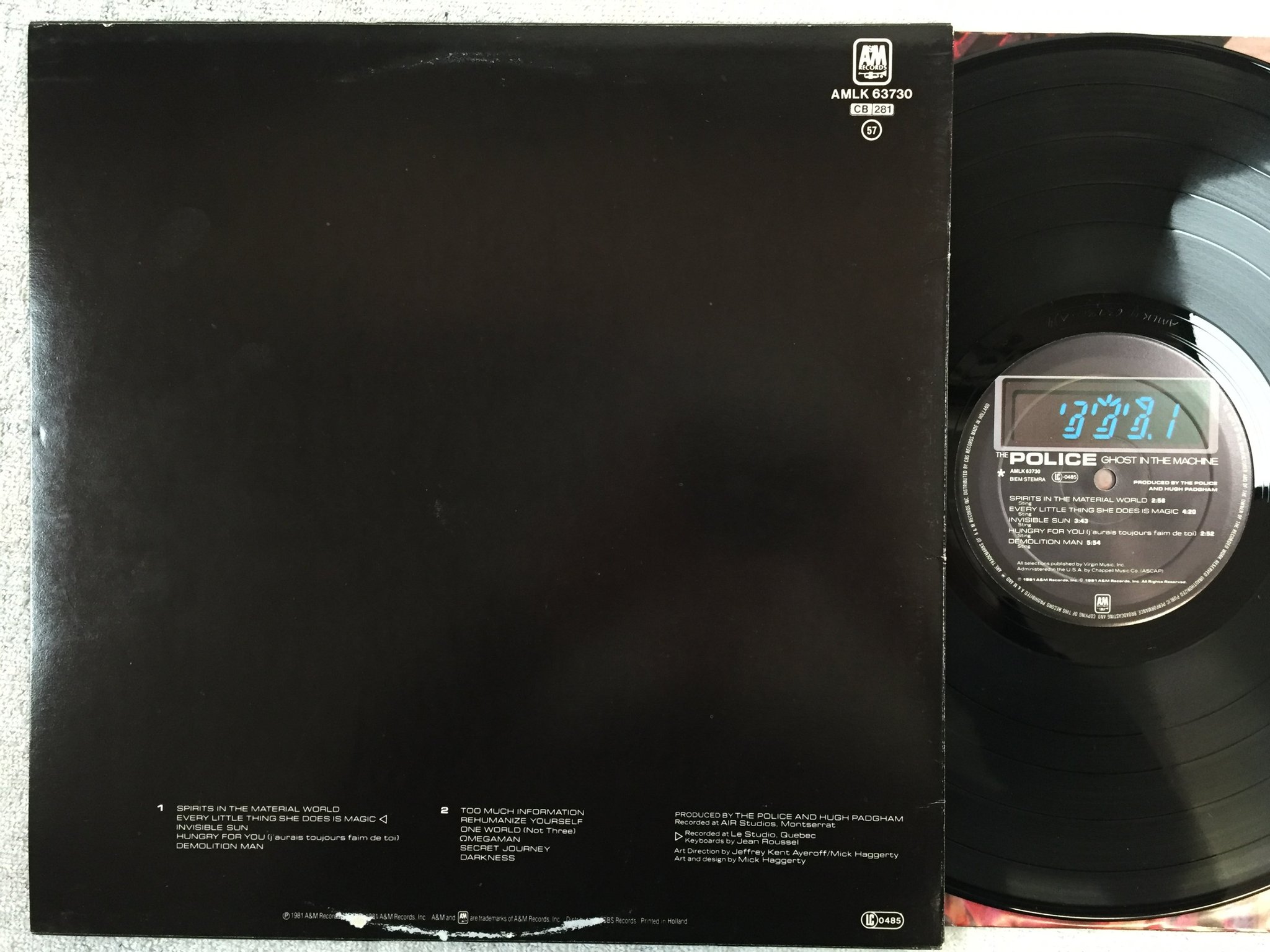 Omslagsbild för skivan THE POLICE ghost in the machine LP -81 Hol A&M AMLK 63730
