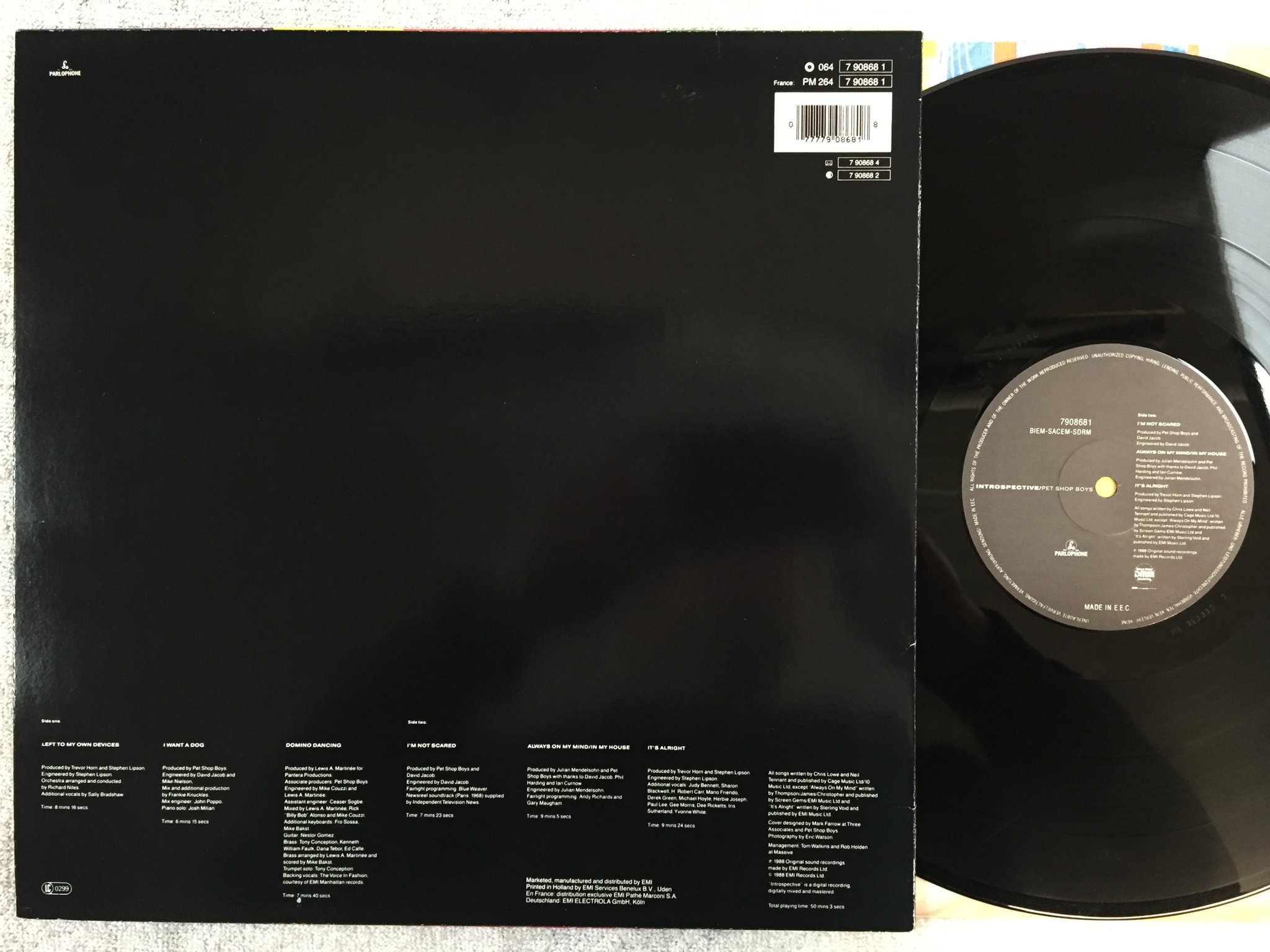 Omslagsbild för skivan PET SHOP BOYS introspective LP -88 EEC PARLOPHONE 7908681