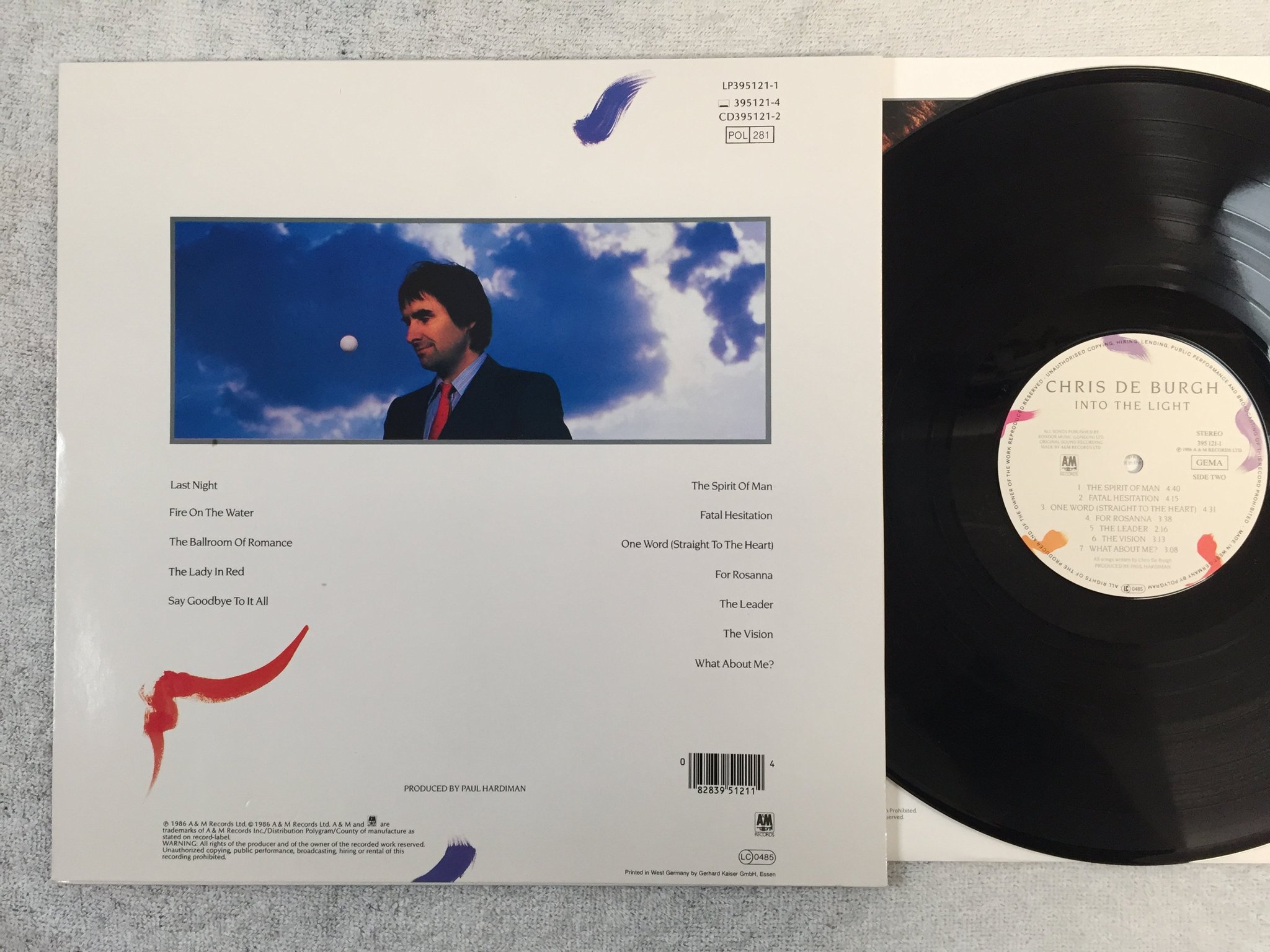 Omslagsbild för skivan CHRIS DE BURGH into the light LP -86 Ger A&M 395121-1 " lady in red " 