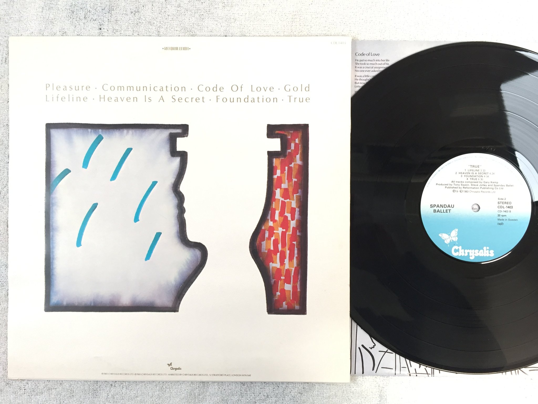 Omslagsbild för skivan SPANDAU BALLET true LP -83 Swe CHRYSALIS CDL-1403 