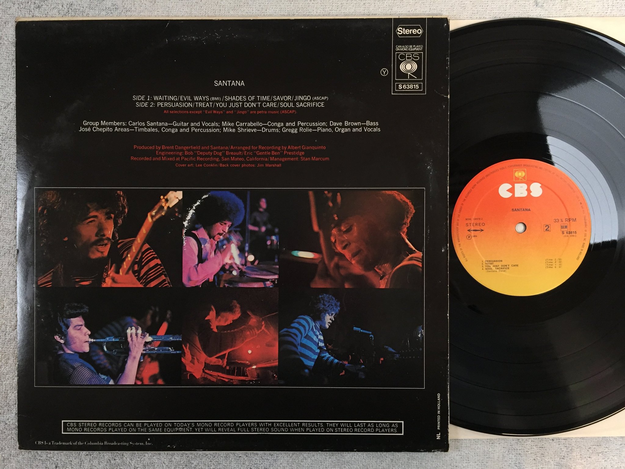 Omslagsbild för skivan SANTANA s/t LP re Hol CBS S 63815