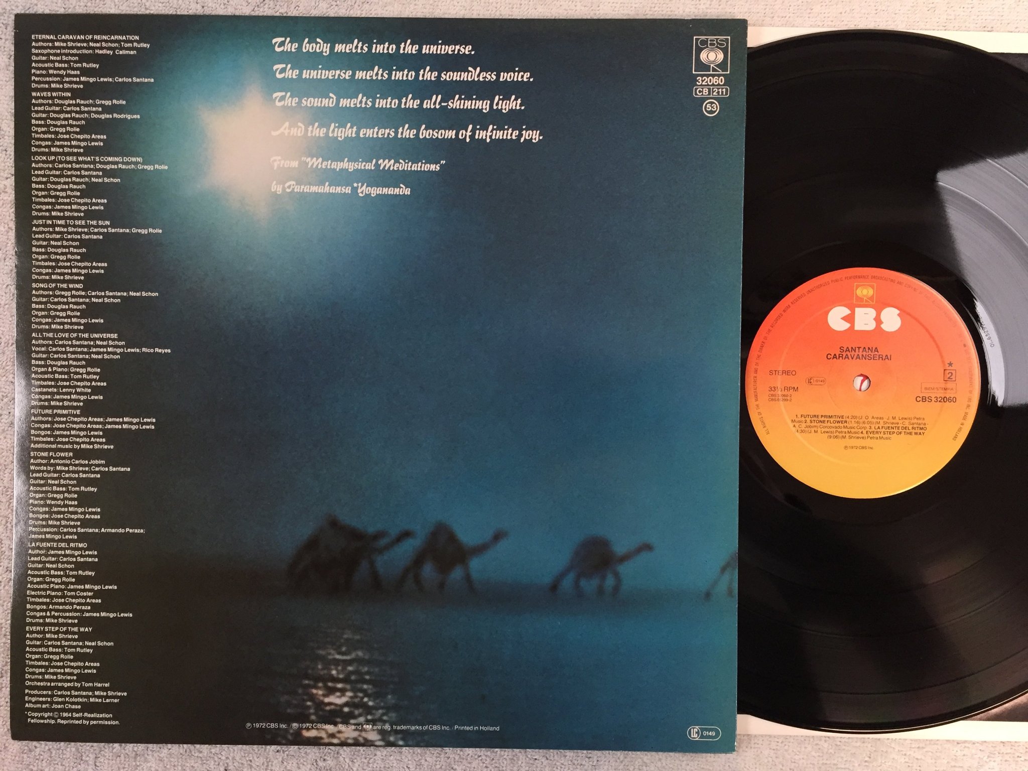 Omslagsbild för skivan SANTANA caravanserai  LP re Hol CBS 32060