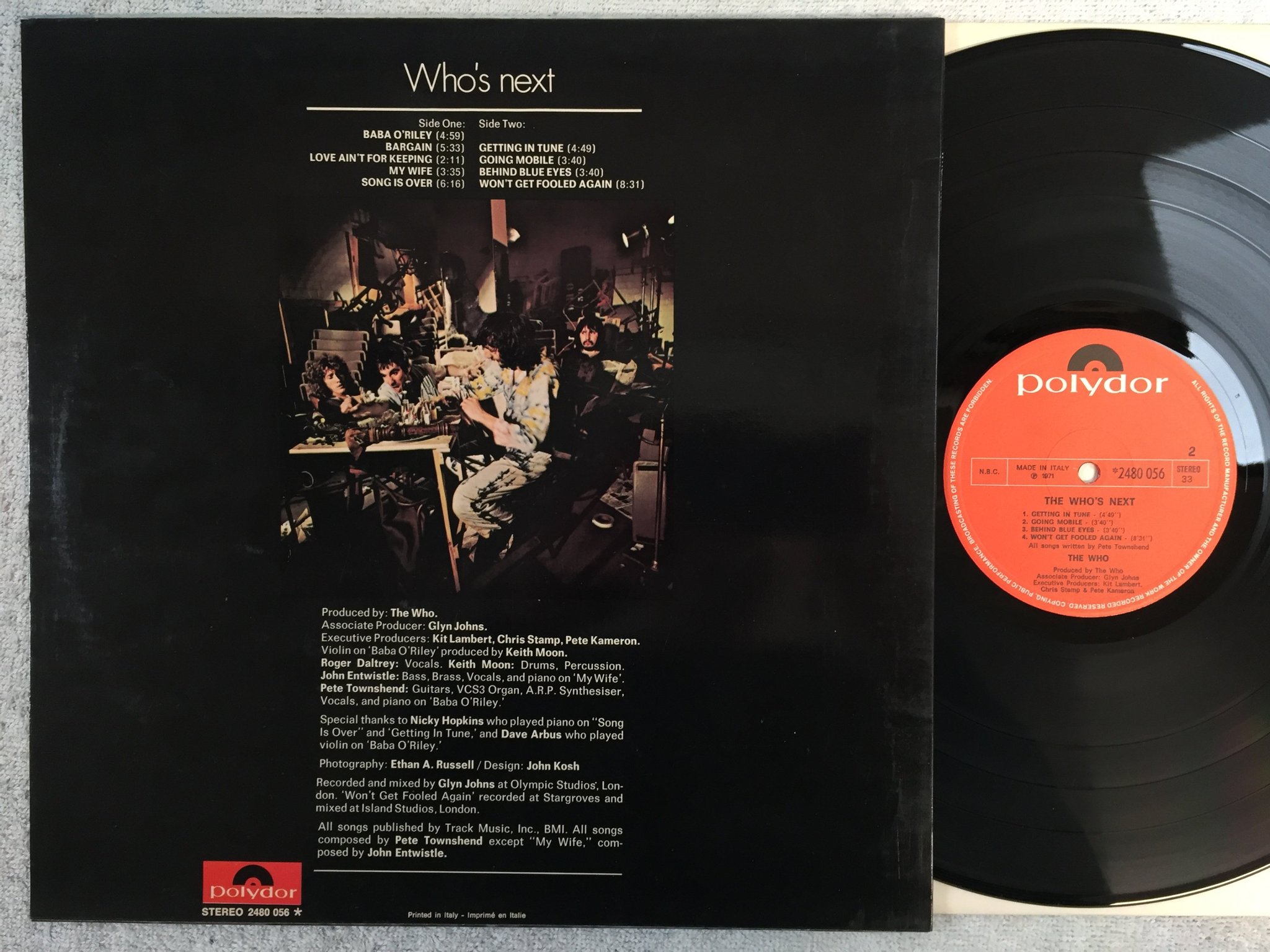 Omslagsbild för skivan The Who The Who's next LP -71 Ita POLYDOR 2480 056